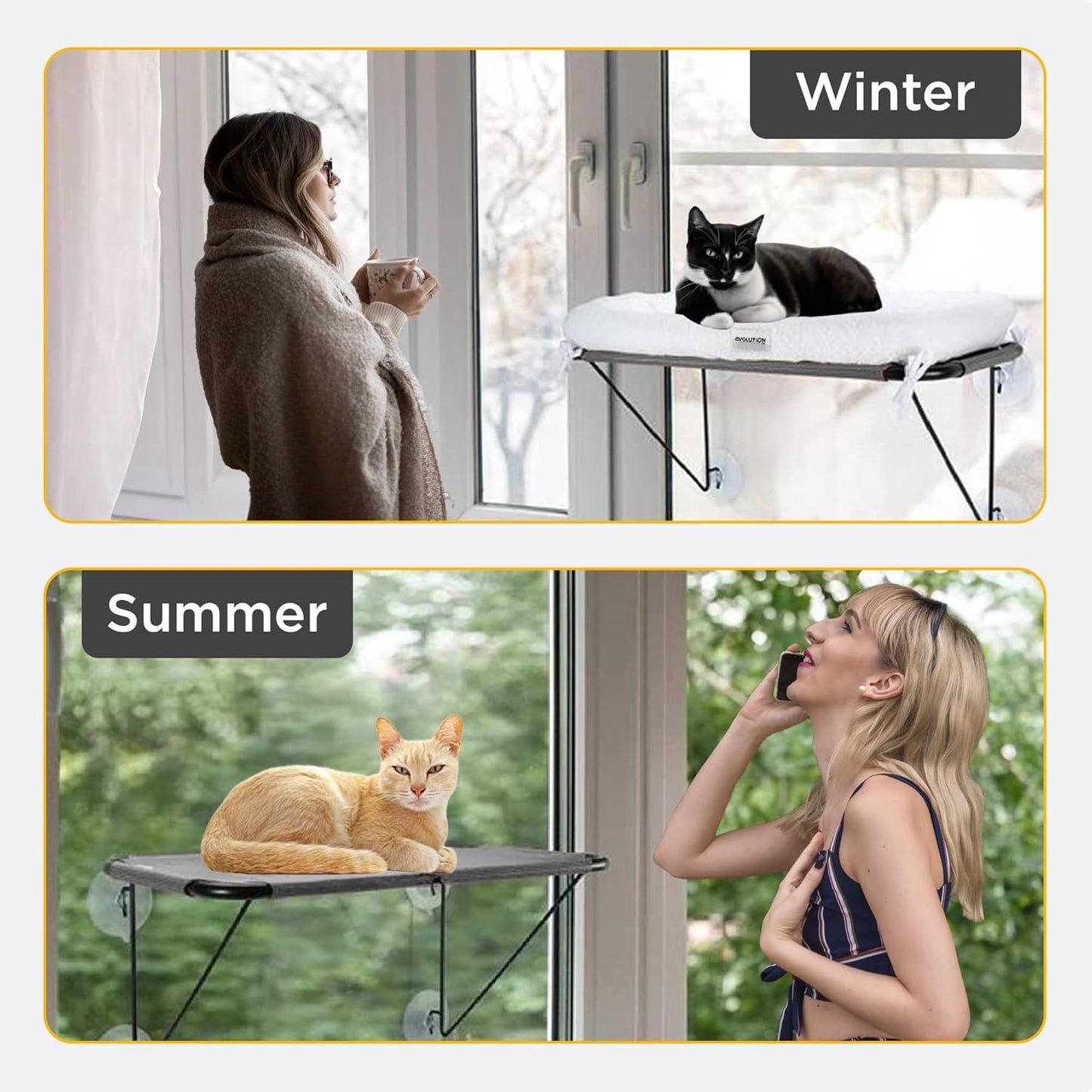 Window Cat Perch for Indoor Cats - Cat Hammock for Window, Heavy Duty Cat Window Perch, Cat Shelf Window Sill Cat Perch, Cat Window Seat for Indoor Cats, Cat Bed for Window Sill Perch, Cat Window Bed