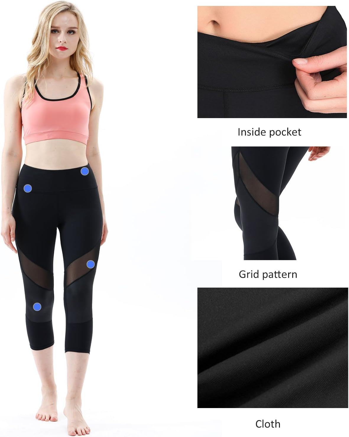 Women'S High Waisted Yoga Pants 7/8 Length for Running Gym Butt Scrunch Workout Leggings with Pockets