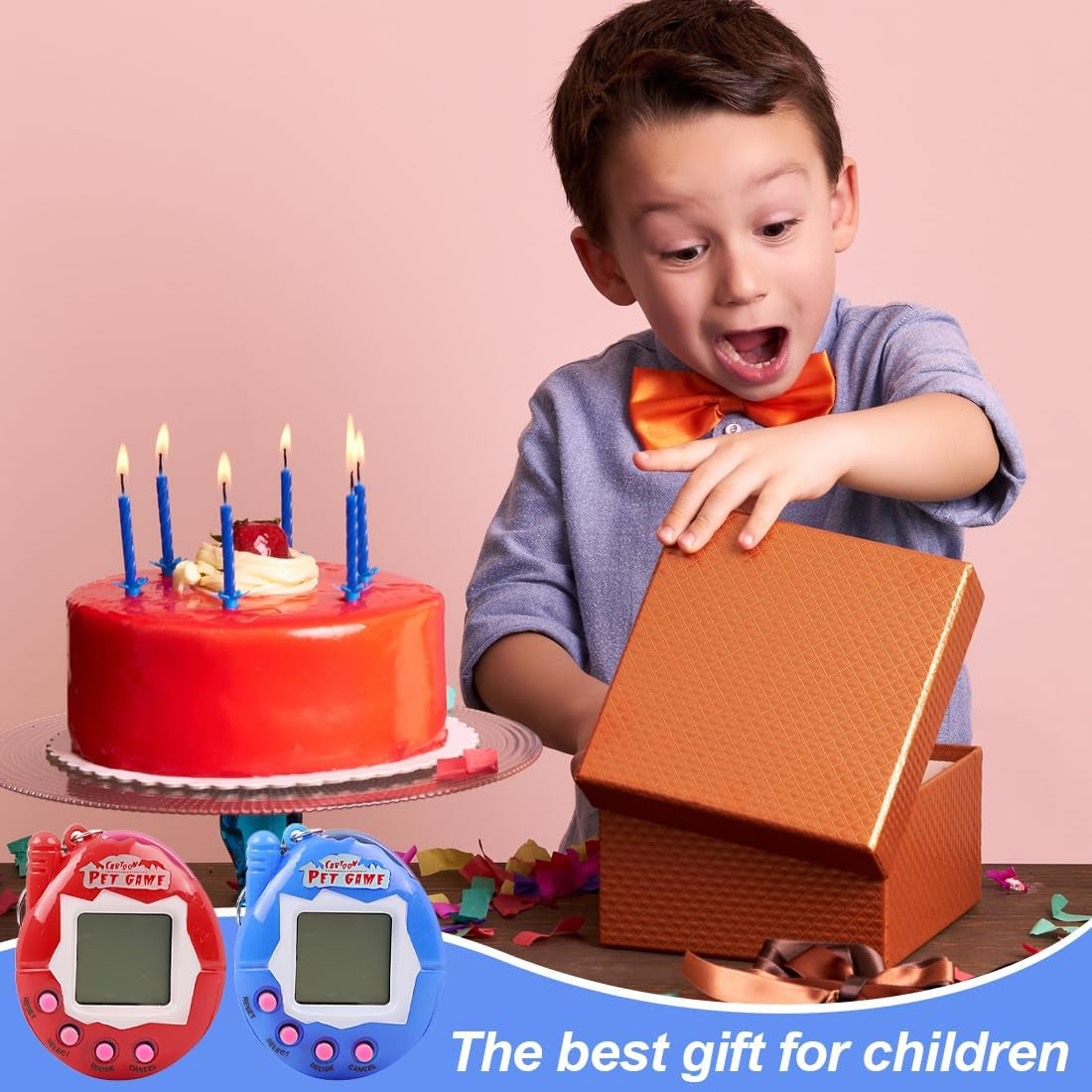 2 Pieces Electronic Pets, Electronic Pet Game Machine with Keychain Retro Handheld Console Mini Digital Virtual 90S Toys Animal Cyber Toy for Adults Teens Birthday Gift(Blue,Red,Egg Shape) BanUK