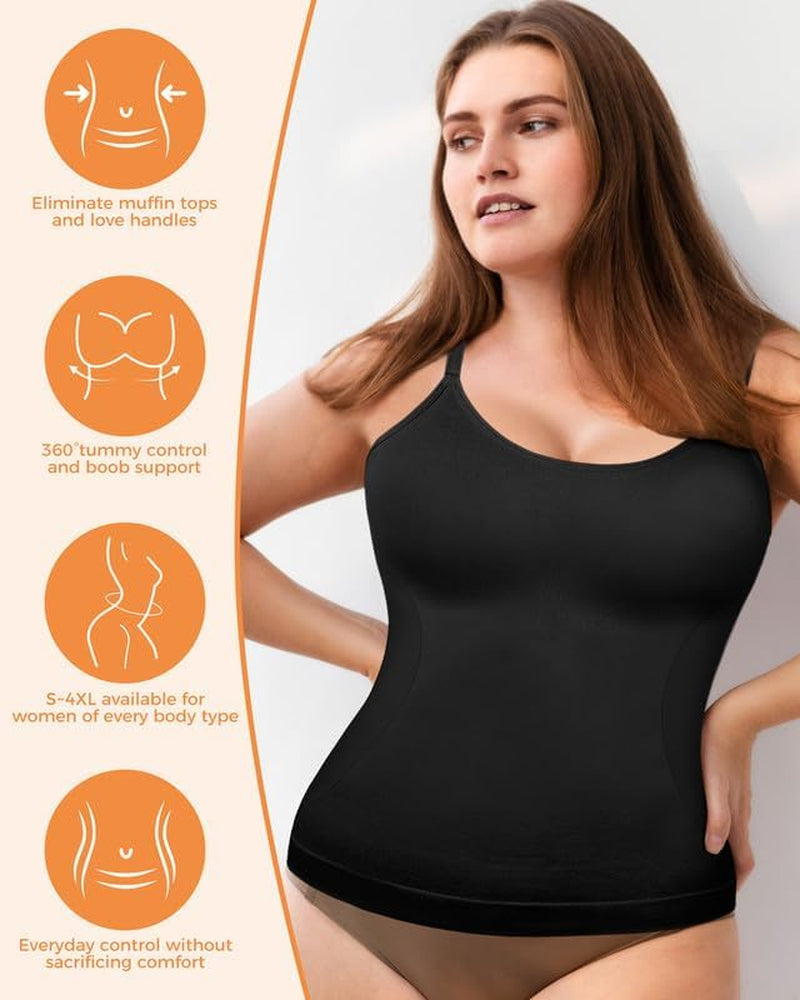 Women'S Shapewear Tummy Control Scoop Neck Camisole Tops for Women Seamless Compression Tank Top Regular and plus Size