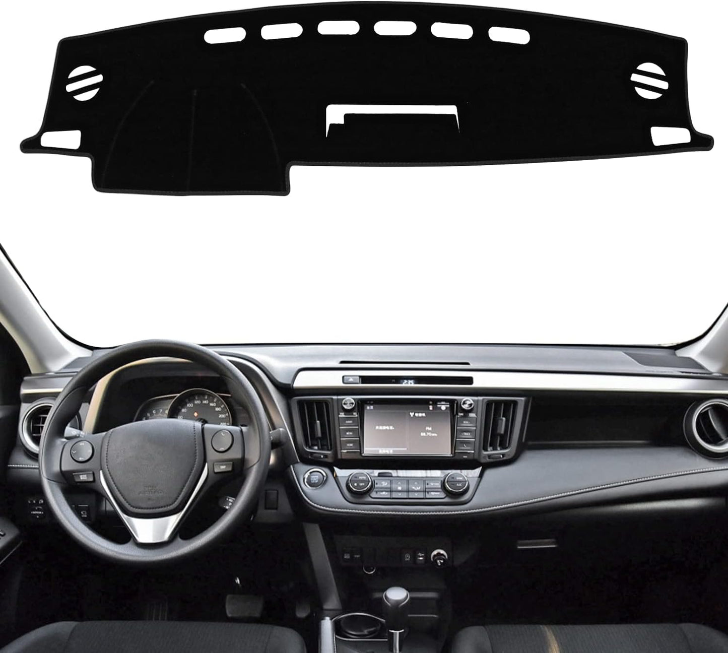 For Toyota Rav4 Accessories 2025 2024 2023 2022 2021 2020 2019 Dashboard Cover Dash Cover Mat Custom Fit Center Console Cover Sunshield Protector RAV 4 Pad（Black Trim）