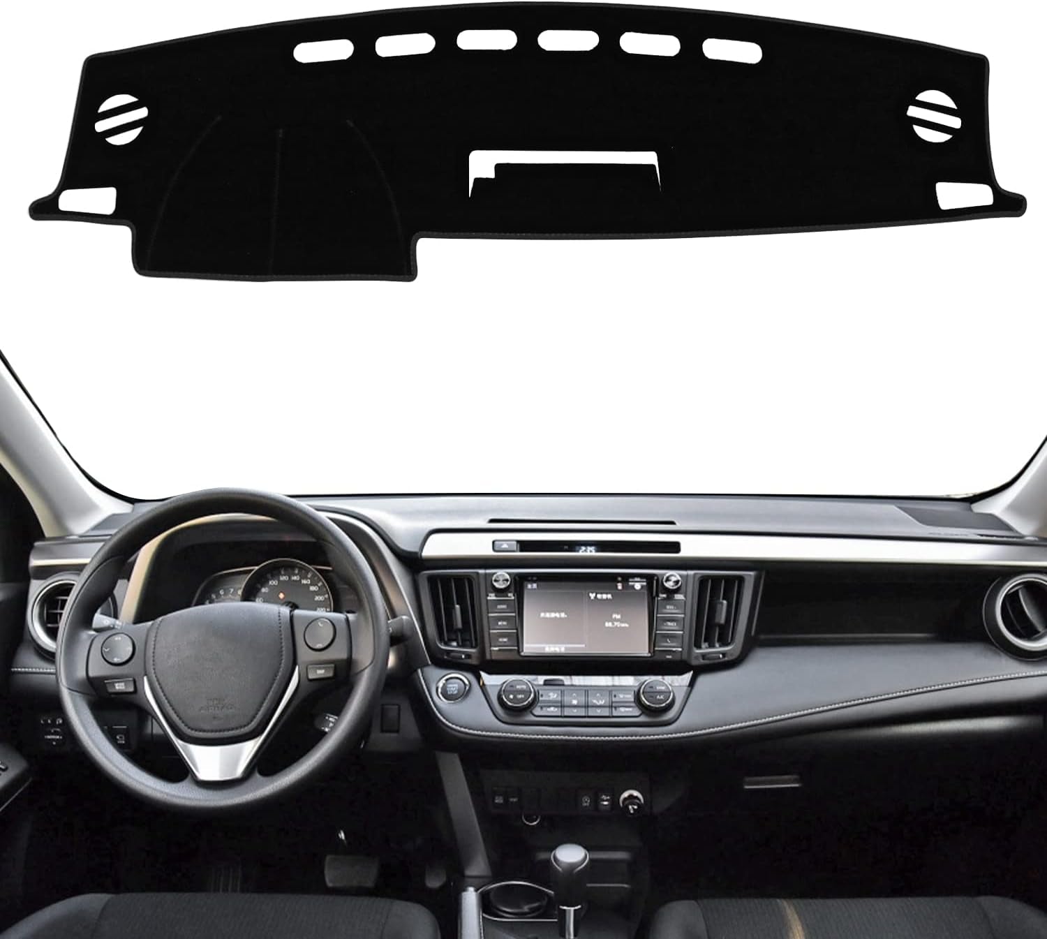 For Toyota Rav4 Accessories 2025 2024 2023 2022 2021 2020 2019 Dashboard Cover Dash Cover Mat Custom Fit Center Console Cover Sunshield Protector RAV 4 Pad（Black Trim）