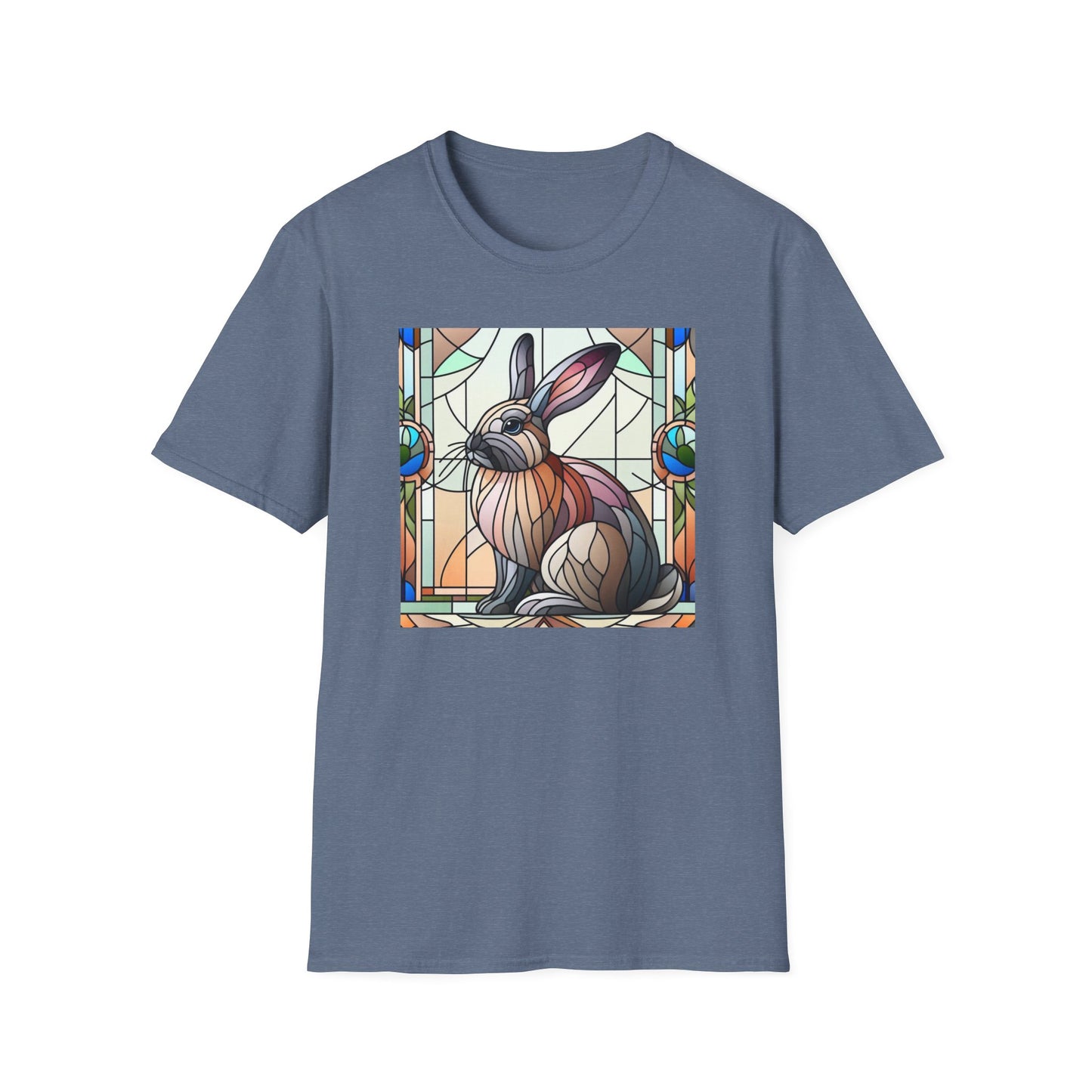 Flemish Giant Rabbit Animal Stained Glass Design Unisex Softstyle T-Shirt