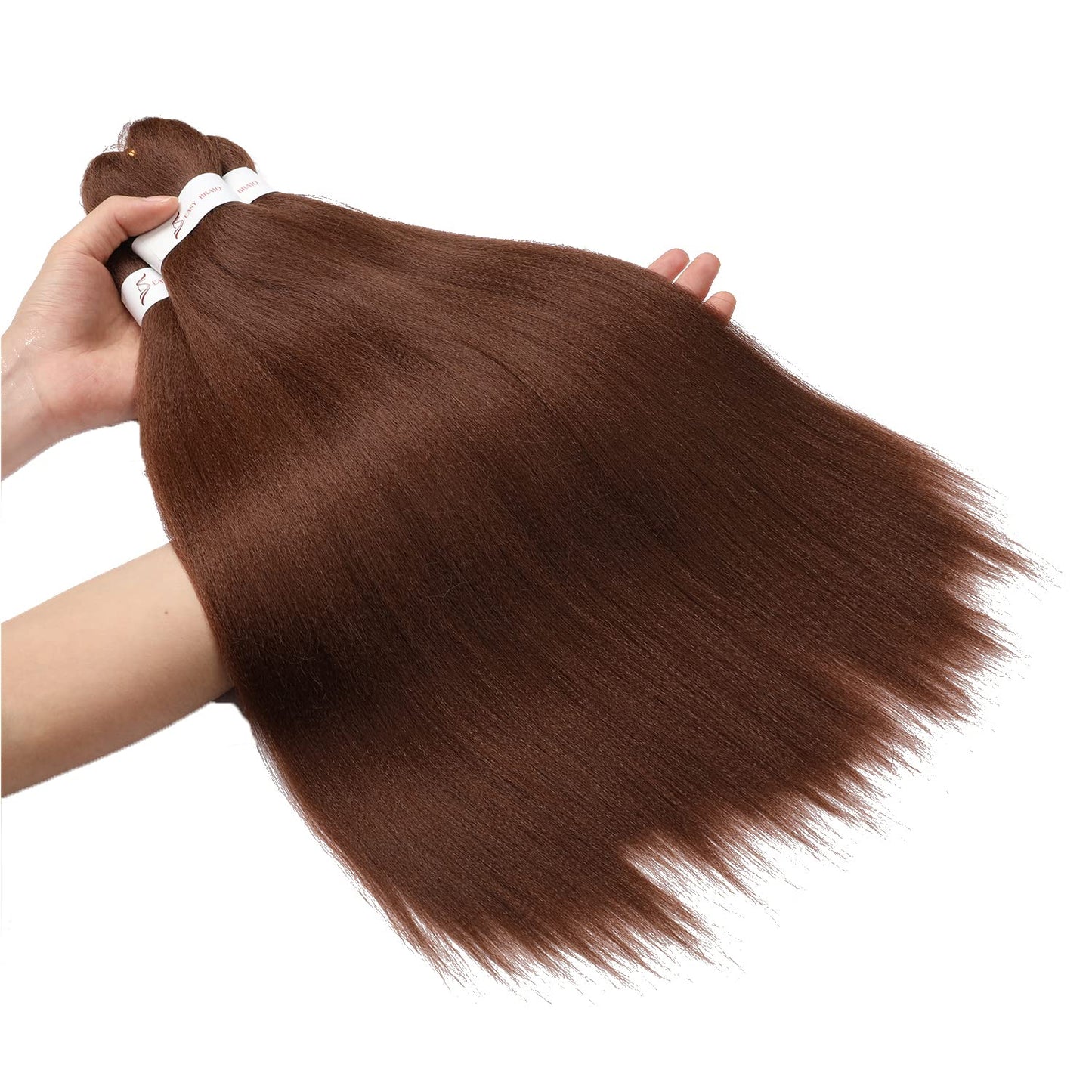 Pre Stretched Braiding Hair, 24-Inch Kanekalon Braiding Hair, 8 Packs Soft Yaki Texture, No Itch, Hot Water Setting Synthetic Hair Extensions for Braids Auburn Brown(24In,30#)