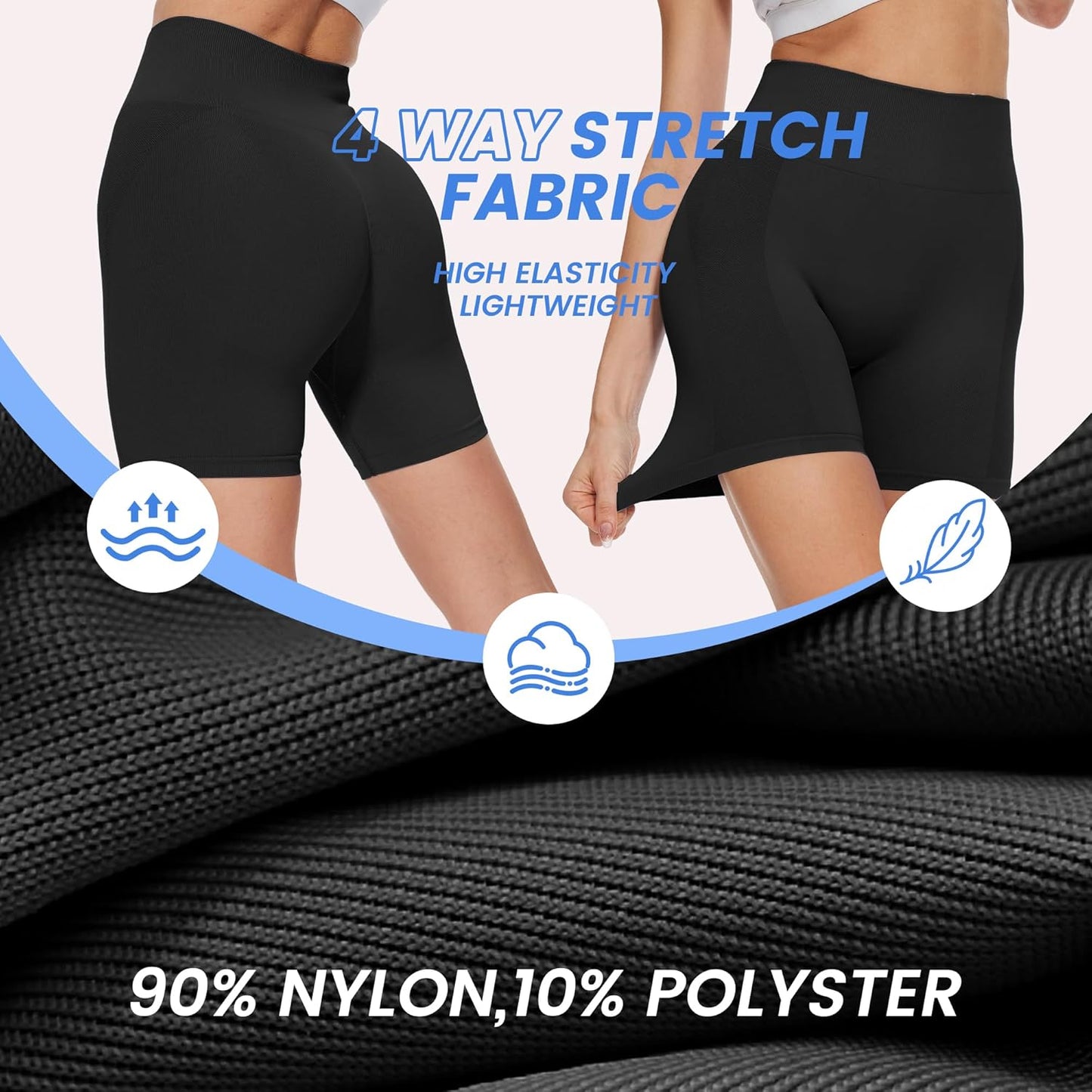 High Waisted Biker Shorts for Women - 8"/5"/3" Soft Black Spandex Shorts for Workout Volleyball Yoga Dance