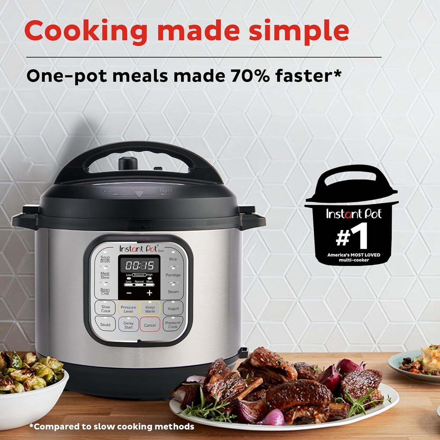 Duo 7-In-1 Mini Electric Pressure Cooker, Slow Rice Cooker, Steamer, Sauté, Yogurt Maker, Warmer & Sterilizer, Includes Free App with over 1900 Recipes, Stainless Steel, 3 Quart
