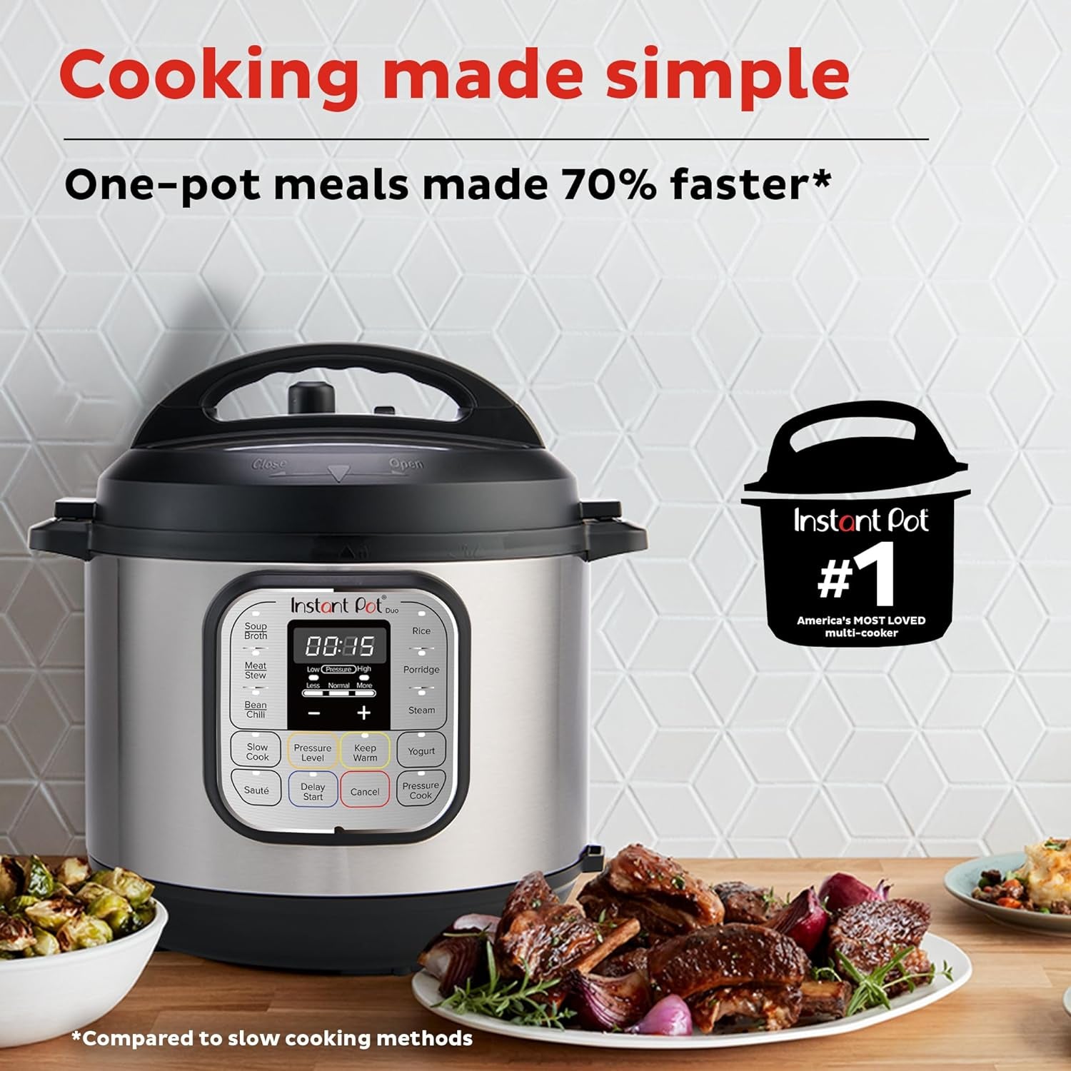 Duo 7-In-1 Mini Electric Pressure Cooker, Slow Rice Cooker, Steamer, Sauté, Yogurt Maker, Warmer & Sterilizer, Includes Free App with over 1900 Recipes, Stainless Steel, 3 Quart