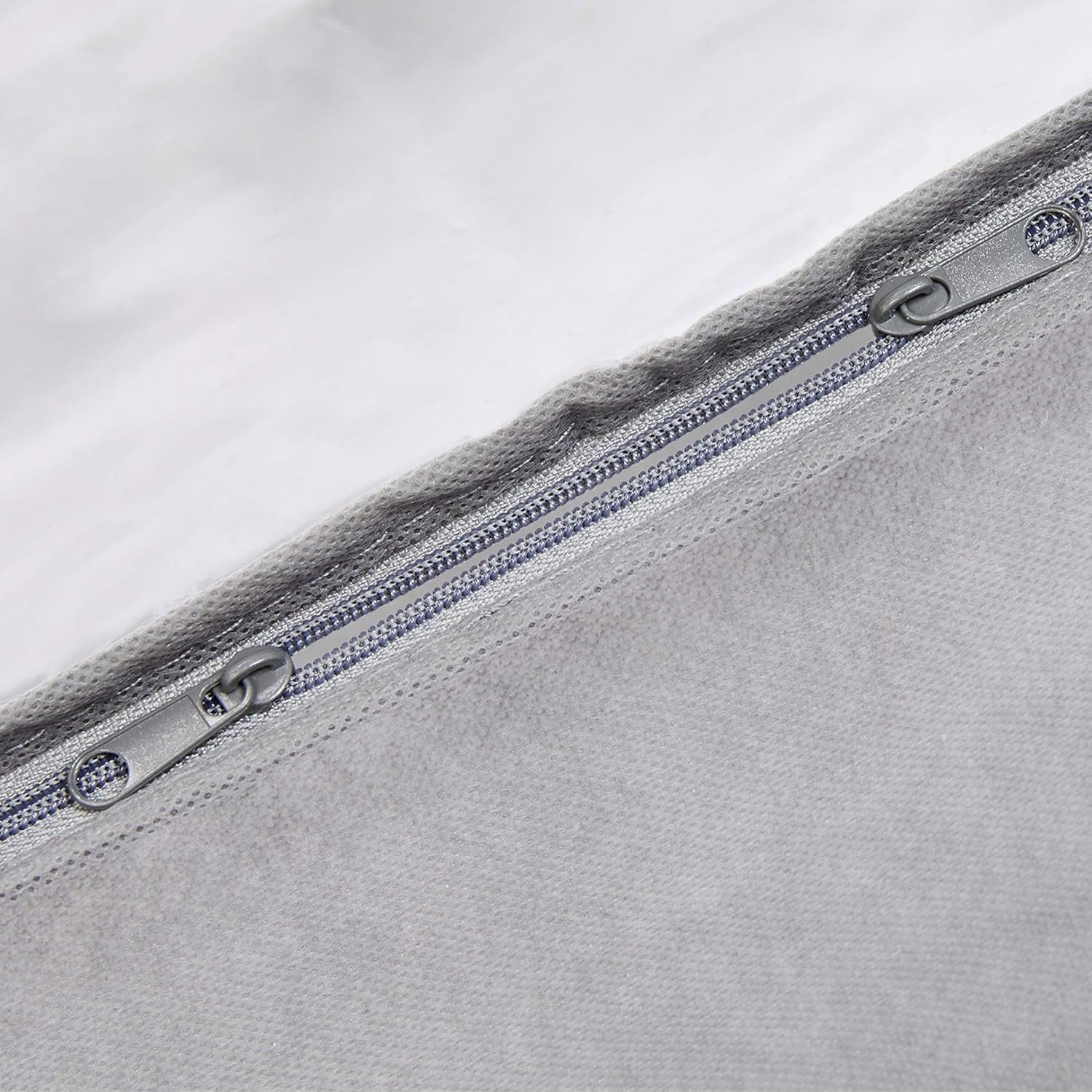 under Bed Fabric Zipper Blanket Storage Container Bags with Window and Handles, 2-Pack, 18 X 42 X 6 Inches, Gray