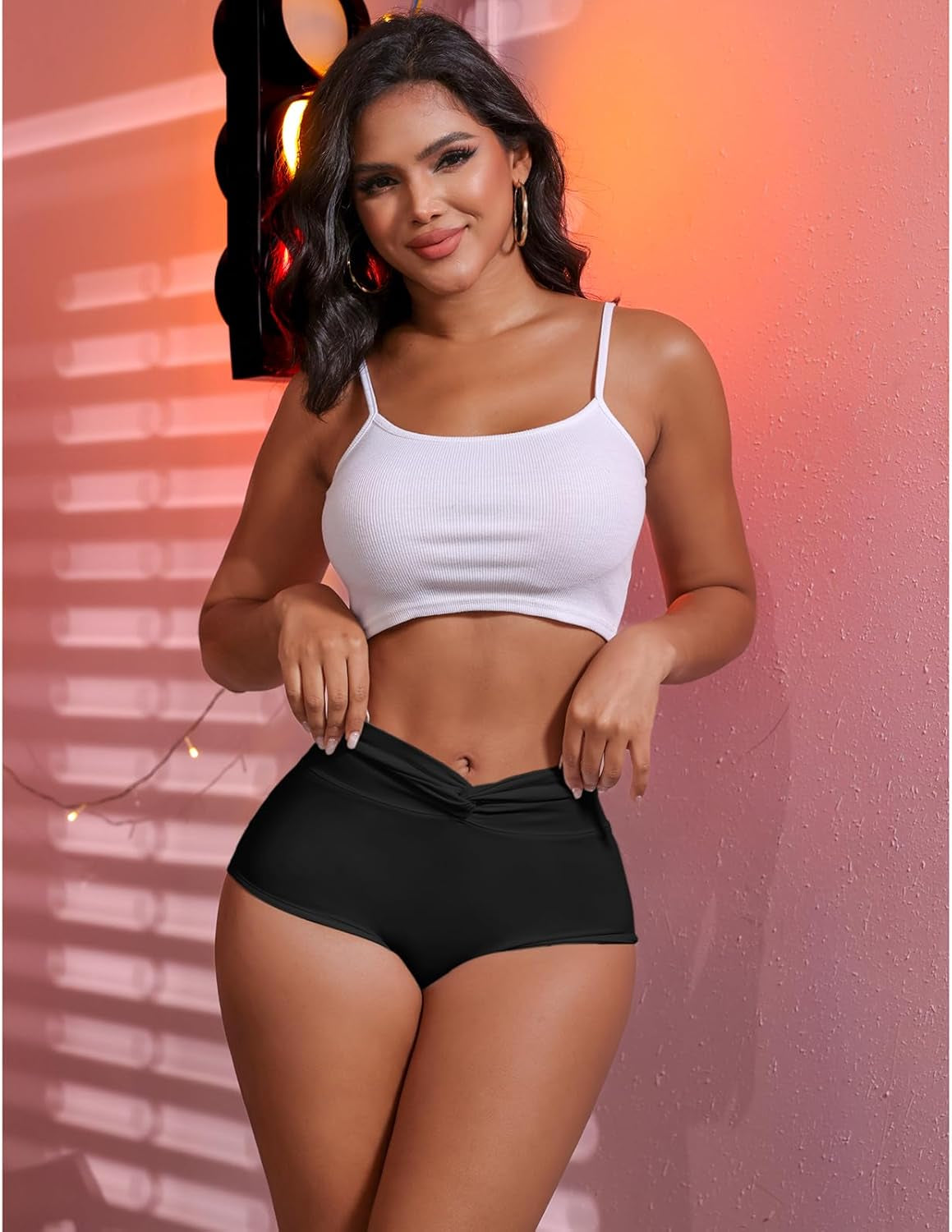 Booty Shorts for Women High Waist Cut Out Dance Hot Pants Butt Lifting Leggings