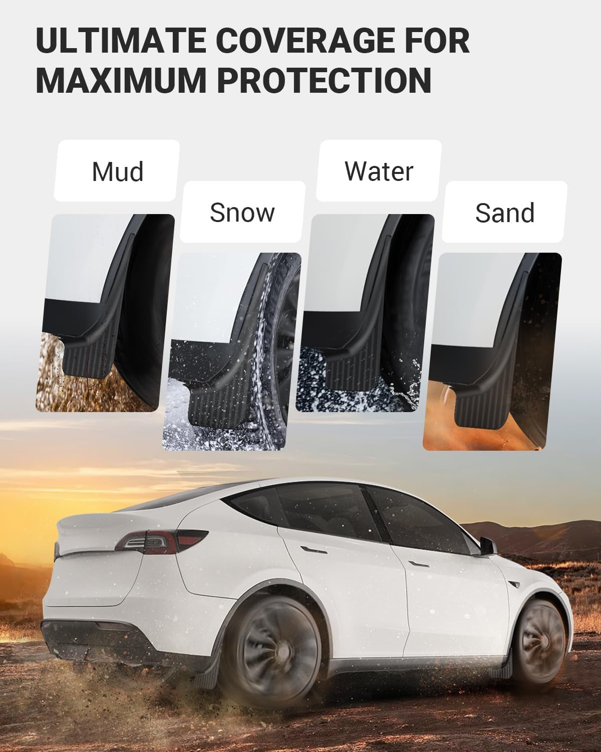 New Version Tesla Model Y Mud Flaps Fenders [No Drilling No Tape] [10X Stronger] All Weather Tire Protector Splash Guards Mudflaps for Tesla Exterior Accessories