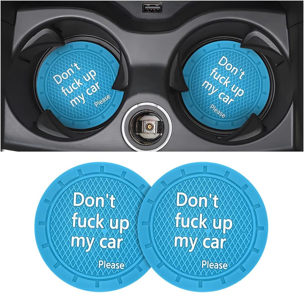 2 Pack Car Cup Holder Coasters, 2.75 Inch Non-Slip PVC Insert Cup Coaster, Anti-Scratch Auto Cup Mats for Women Men, Vehicle Interior Accessories Universal for Car, SUV, Truck (D Blue/2Pcs) TRUCK DRIVER