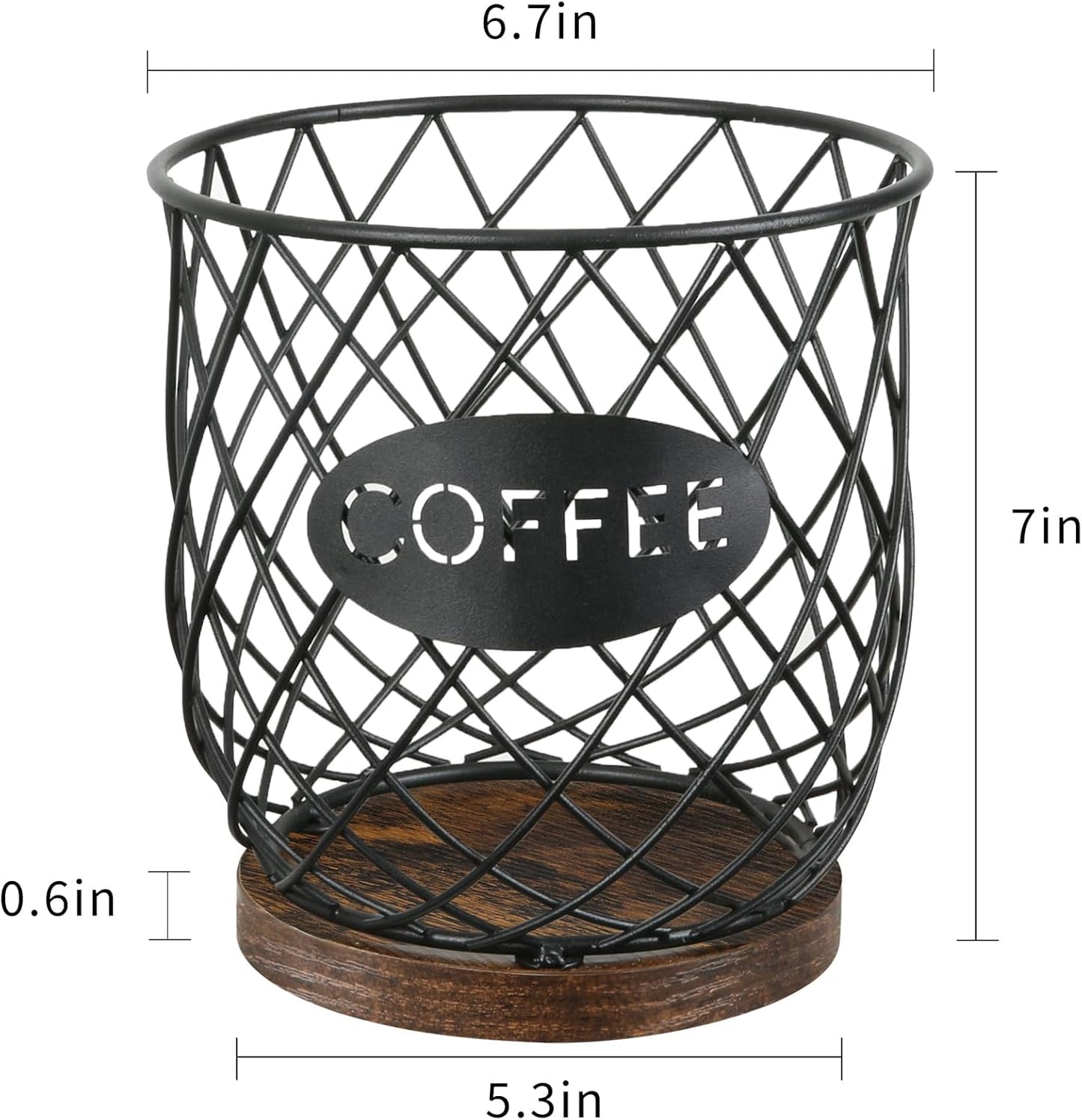 K Cup Holder Organizer, Sturdy Coffee Pod Holder Organizer, 35 Kcup Large Capacity Storage Basket for Kitchen Counter and Office Desktop (Circular Grid)