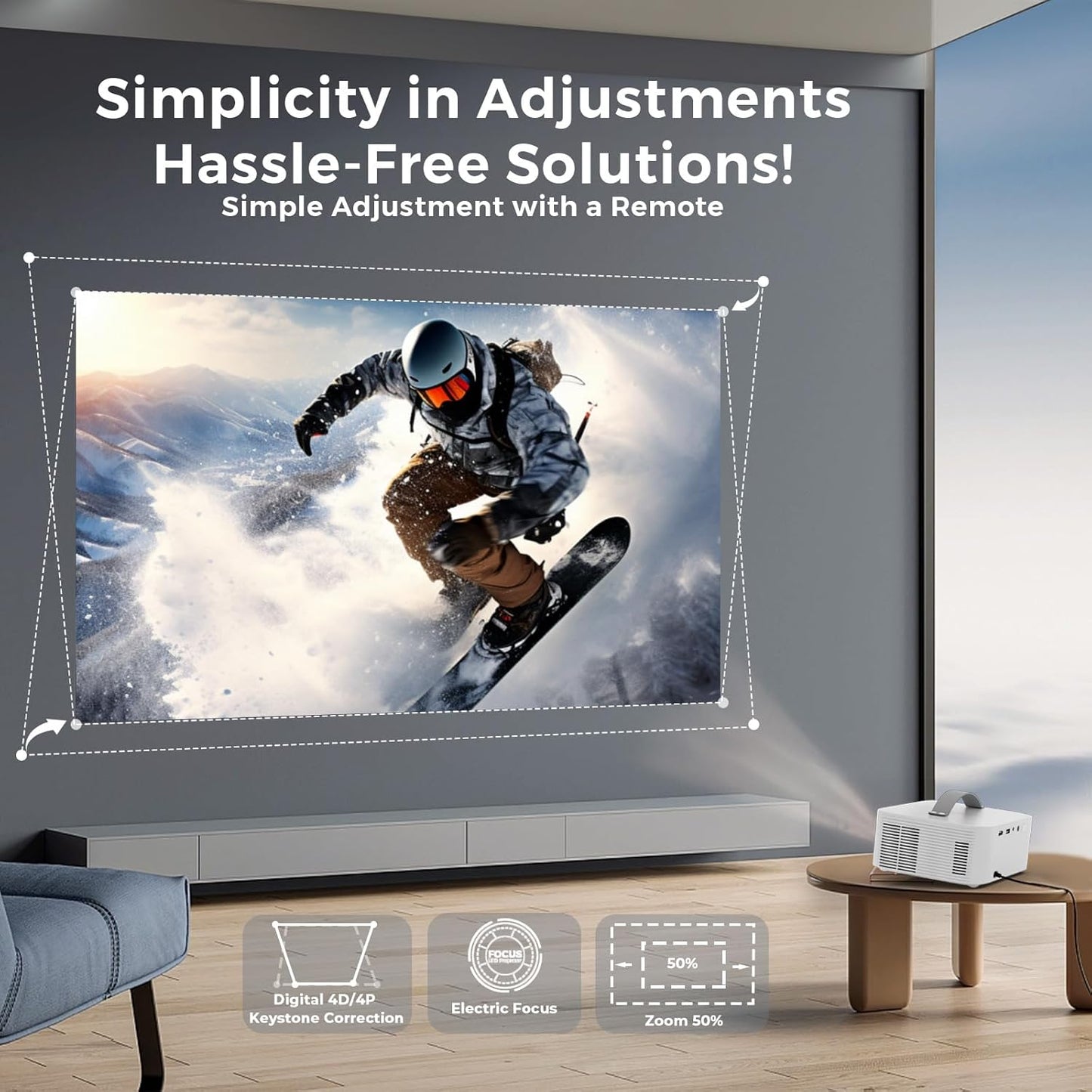 [AI Movin System Netflix-Licensed&Dolby] Smart-Projector-4K with Wifi 6 and Bluetooth,1000 ANSI Native 1080P,  Electric Focus Keystone Portable Proyector with Netflix/Youtube/Prime Video