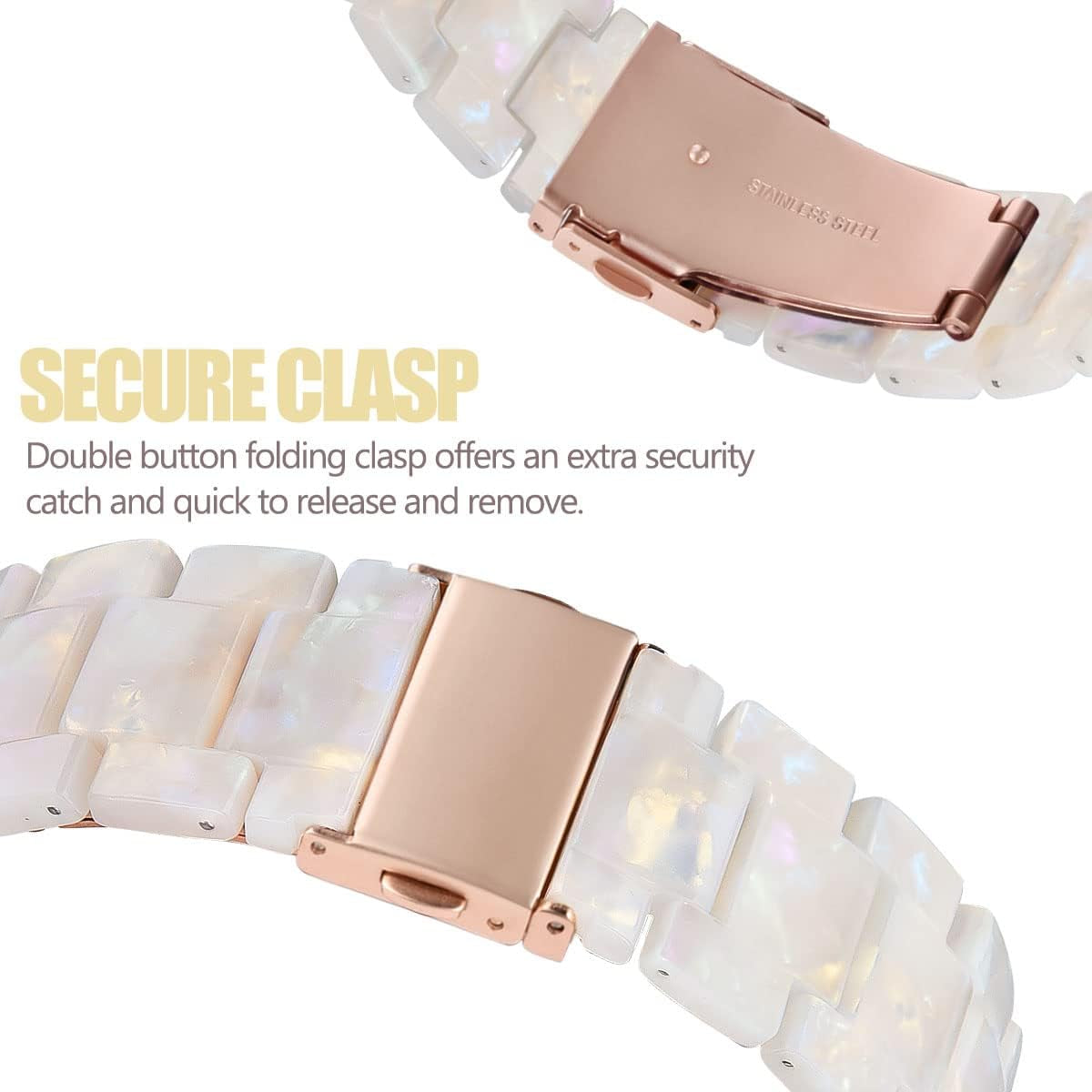 Resin Band Compatible with Series 7/8/9 Apple Watch Bands 41Mm/40Mm/38Mm Fashion Strap for Iwatch Series 6/5/4/3/2/1/SE Lightweight Bracelet Wristband Replacement Women(Aurora White)