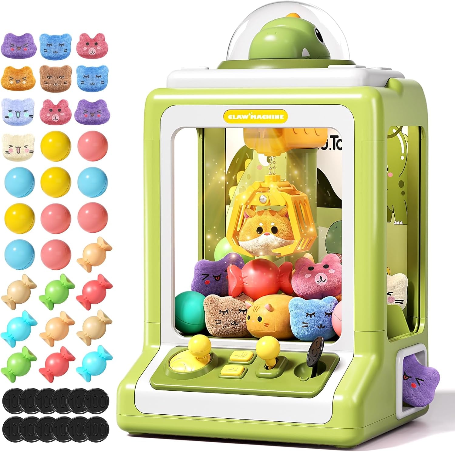 Rabbit Claw Machine for Kids, Mini Vending Machine with Game Coins & Music, Prize Dispenser Toys for Girls and Boys, Electronic Claw Game Machine for Party Birthdays, Includes 30 Mini Toys ZOUSA