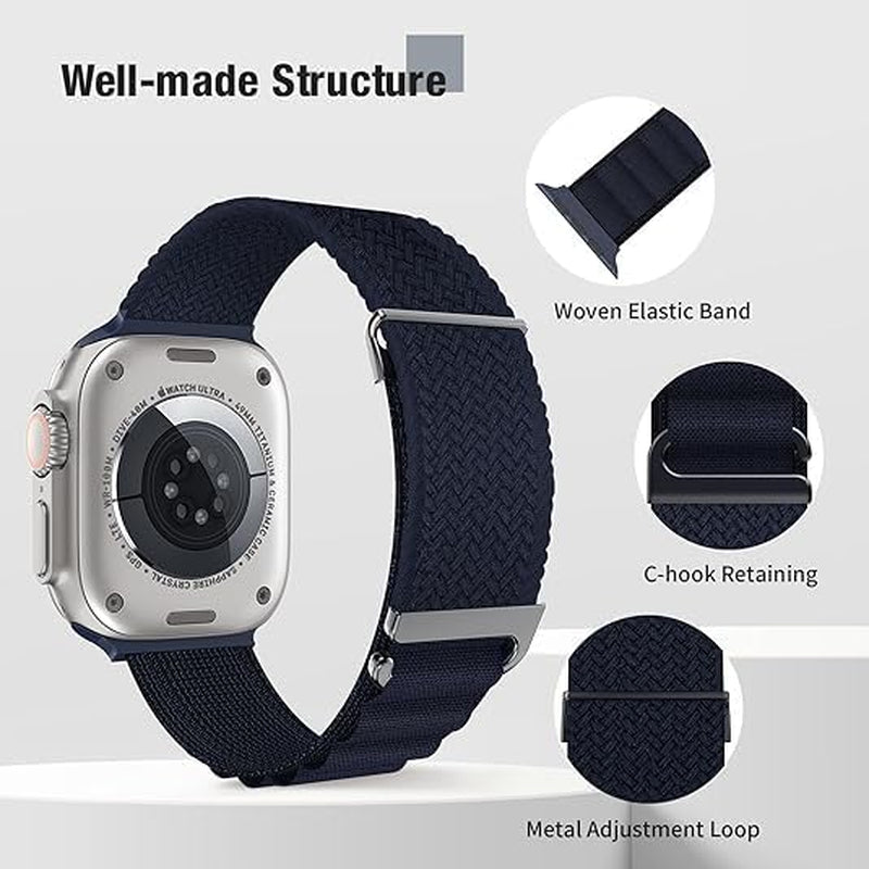 Alpine Loop Nylon Band - for Apple Watch Ultra 2/Ultra Band 42/44/45/46/49Mm, with Metal C-Hook Strap, Elastic and Adjustable, Compatible with Iwatch Ultra 2/Ultra/Se/Series 10 9 8 7 6 5 4 3 2 1