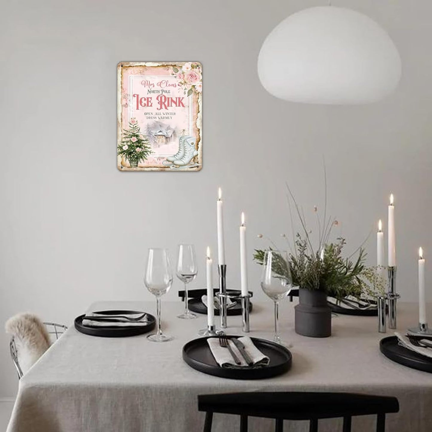 Mrs Ice Rink Sign - Christmas Sign - Figure Skating - Shabby Chic Metal Sign Tag 8X12 Inch Gift Plaque