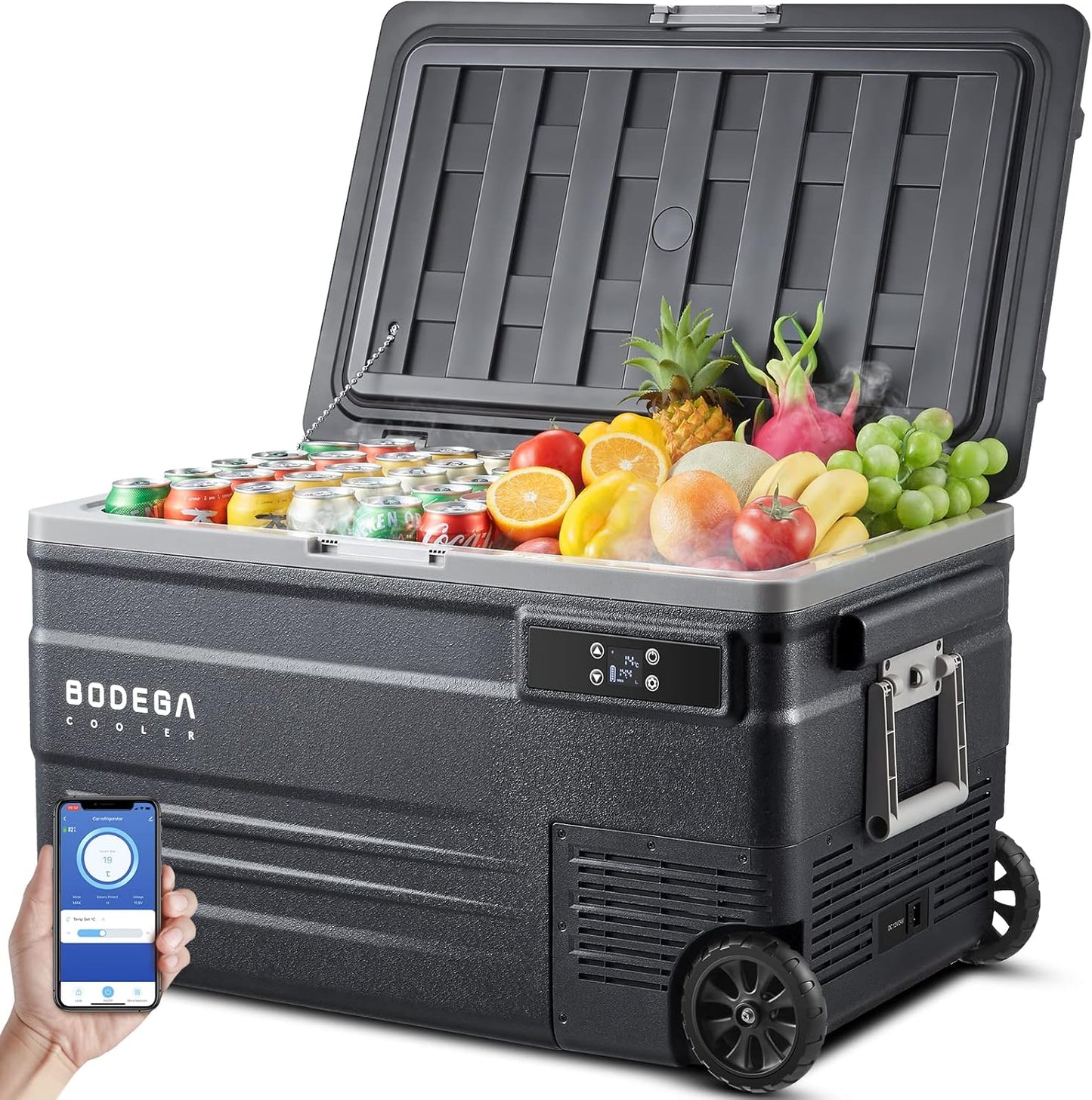 COOLER 12 Volt Car Refrigerator,80 Quarts Portable Fridge,75L RV Freezer Single Zone,Wifi APP Control,-4℉-68℉ Car Cooler,12/24V DC & 100-240V AC for Travel, Camping,Outdoor,Truck,Suv TRUCK DRIVER