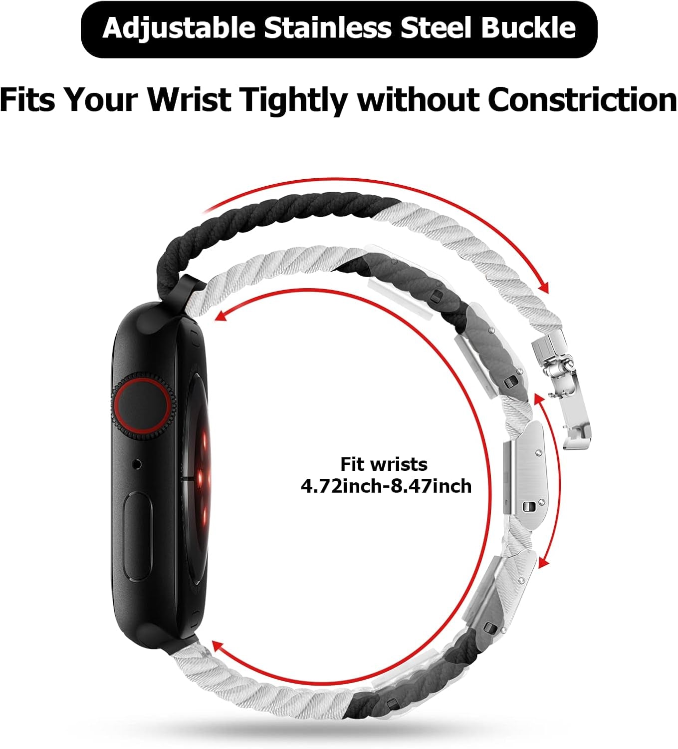Compatible with Apple Watch Band - 38Mm 40Mm 41Mm Braided Stretchy Sport Band for Apple Watch Series SE 8 7 6 5 4 3 2 1, Women Men Nylon Fabric Elastic Loop Breathable Watch Strap for Iwatch