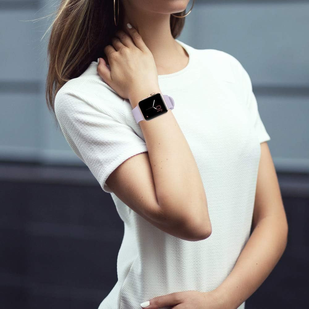 Compatible with Apple Watch Band 38Mm 40Mm 41Mm 42Mm 44Mm 45Mm 49Mm Women Men Soft Silicone Sport Strap Replacement Wristbands with Classic Clasp for Iwatch Series 8 7 6 5 4 3 2 1 SE 6Pack