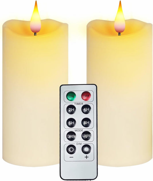 Flameless LED Candles with Remote Timer, Battery Operated Electric Candles with Unique Double-Color LED Flame for Home/Wedding/Holiday/Birthday Decor