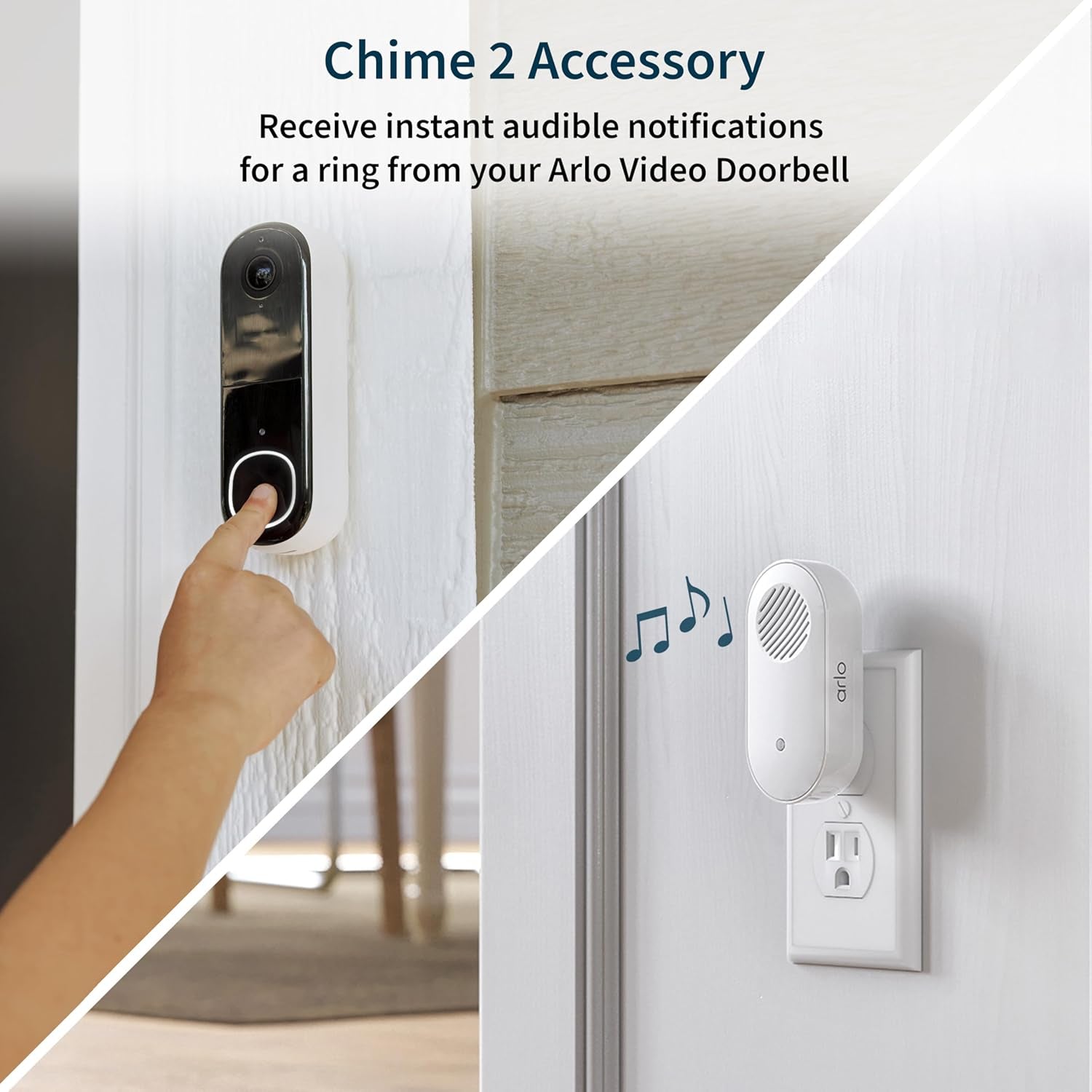 Video Doorbell 2K 2Nd Generation & Chime 2 Bundle, 2K HD Doorbell Camera, 2-Way Audio, Package Detection, Motion Detection and Alerts, Built-In Siren, Night Vision, AVDK4001-100CNS, White