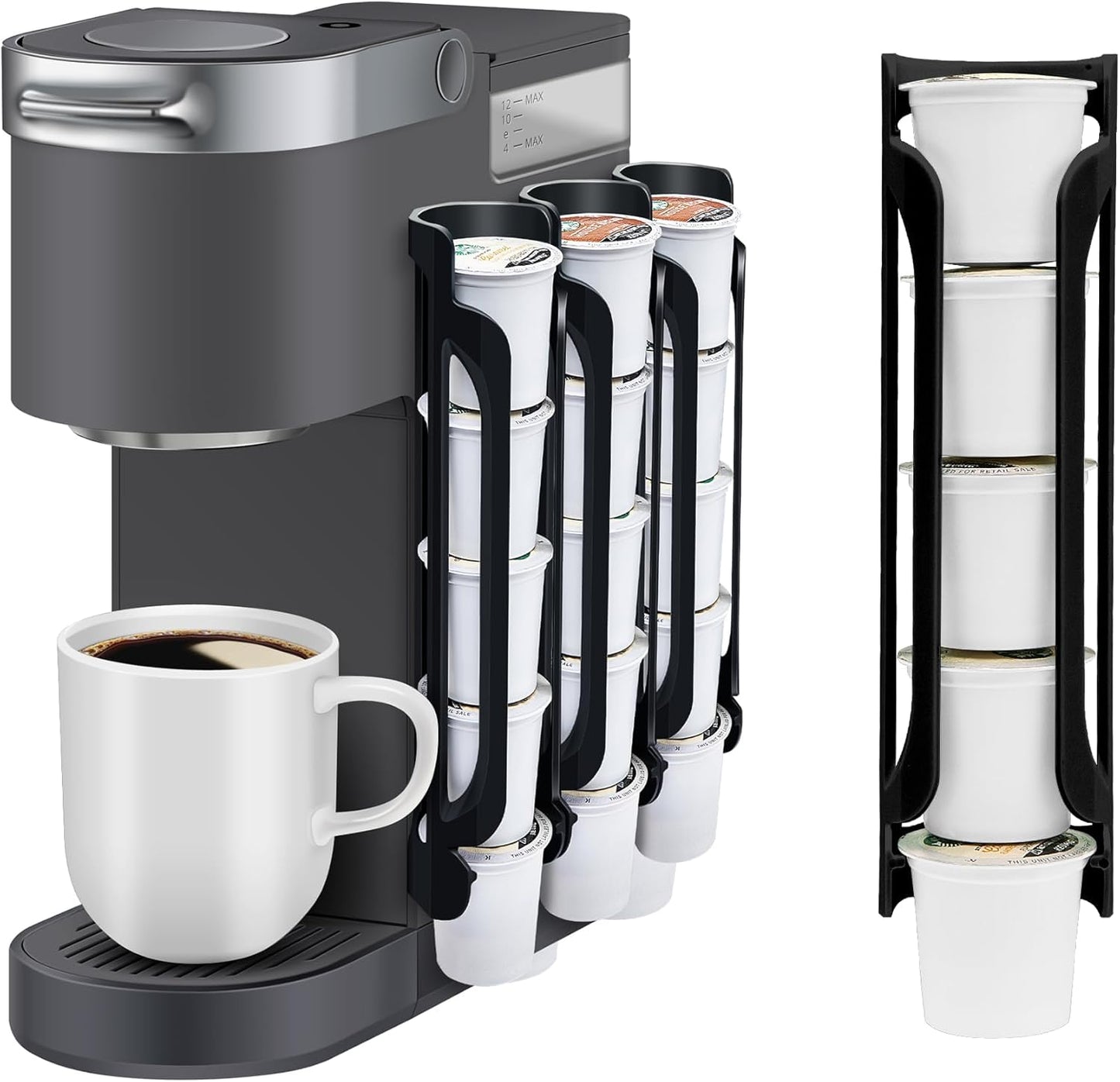 K Cup Holder for Keurig: Coffee Pod Holder for Counter Small Space - Kcup Holders for Wall Mount (2, Black)