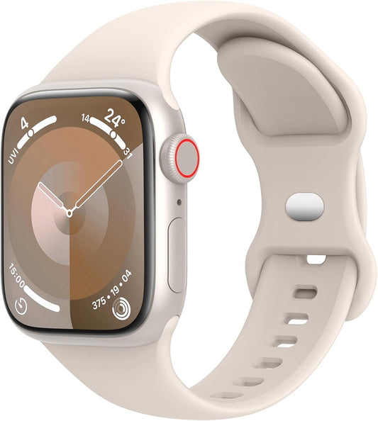 Sport Bands Compatible with Apple Watch Band 40Mm 41Mm 38Mm 42Mm 44Mm 45Mm 49Mm Women Men,Soft Silicone Strap for Iwatch Series Ultra 9 8 7 6 5 4 3 2 1 SE Starlight