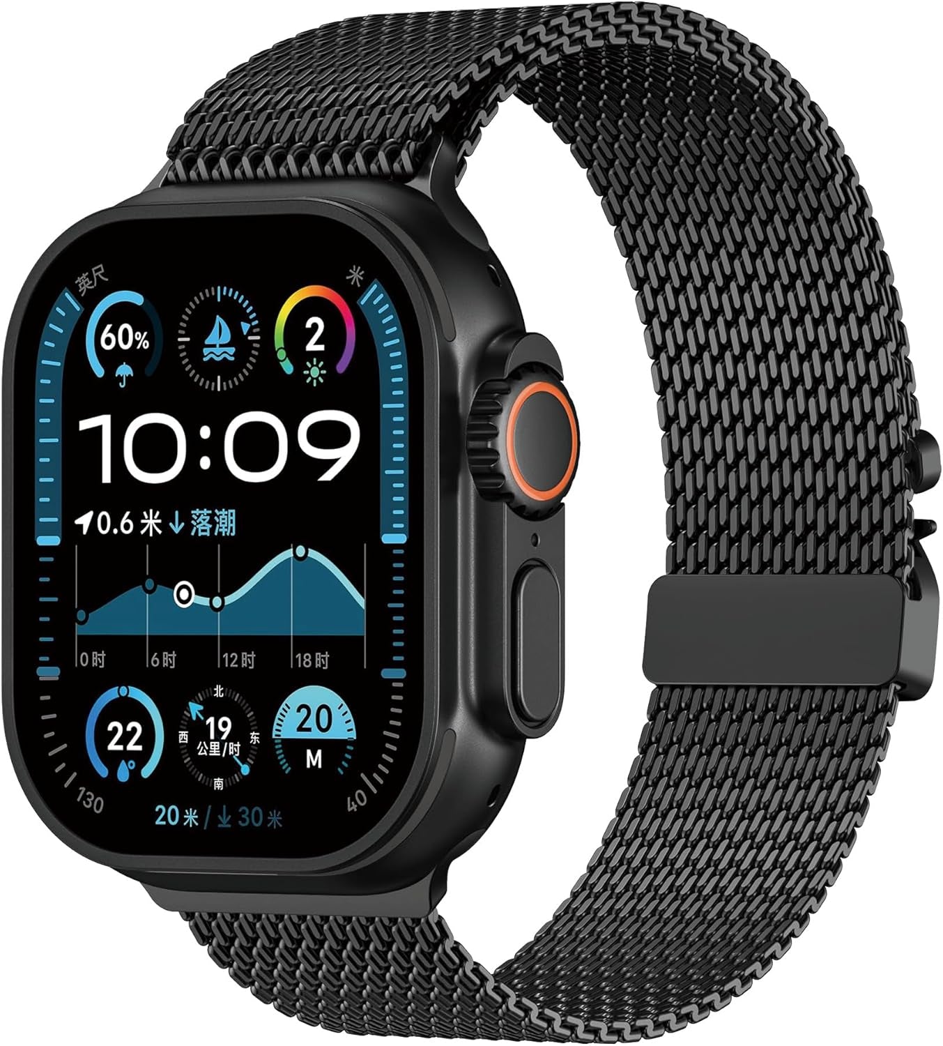 Milanese Mesh Loop Compatible for Apple Watch Ultra 2 Band 49Mm 46Mm 45Mm 44Mm Men Women, Breathable Replacement Band with Adjustable Parachute-Style Buckle for Iwatch Se/Series 10/9/8/7/6/5/4,Ultra/2