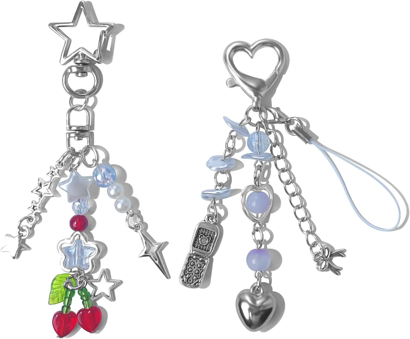 Cute Keychain Aesthetic Y2K Keychain Accessories Heart Butterfly Strawberry Bear Key Chain for Keys Bags Women Gifts