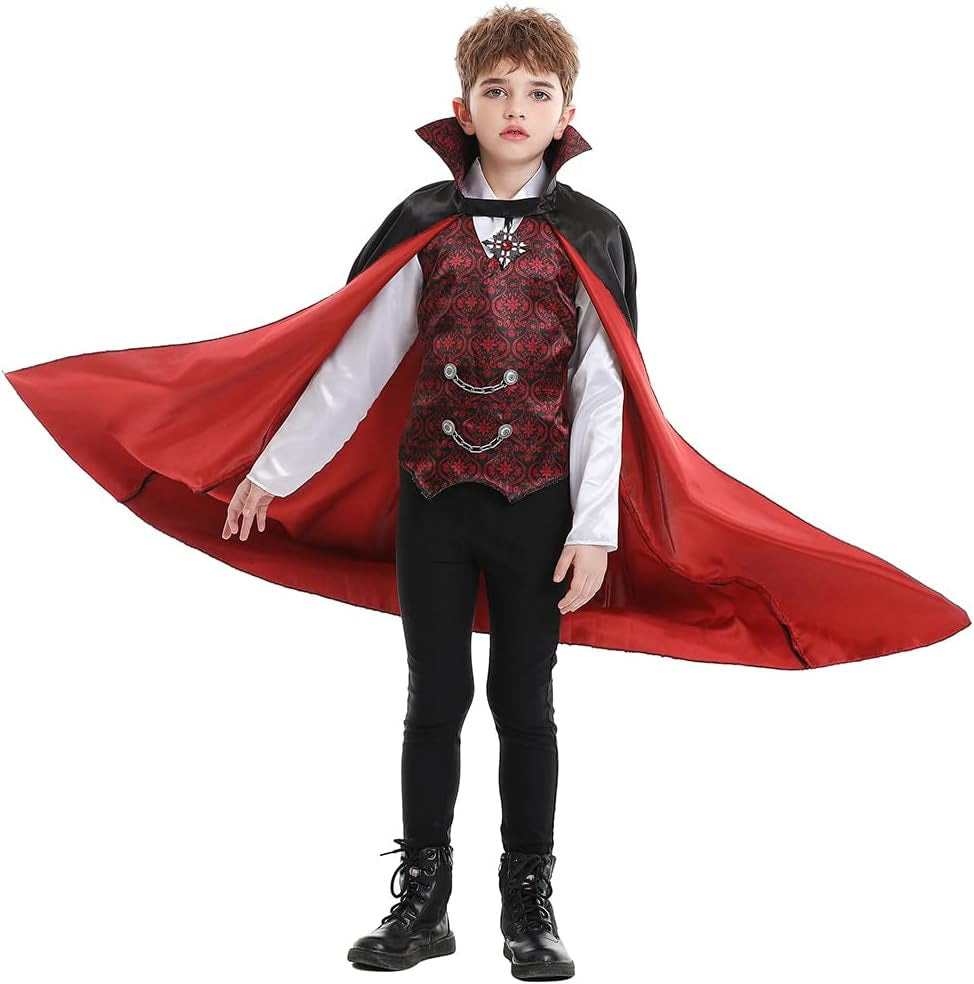 Halloween Classic Vampire Costume Includes Cape and Shirt for Child