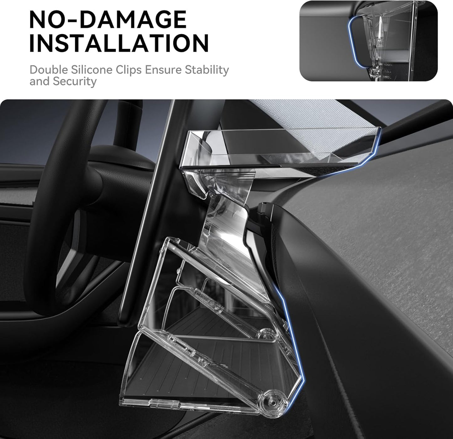 Open and Close under Screen Storage for Tesla 2020-2024 Model Y and 2017-2023 Model 3 with behind Screen Storage Organizer, 2024 Tesla Owners Must Have Accessories(Not Fit 2024 Model 3 Highland)