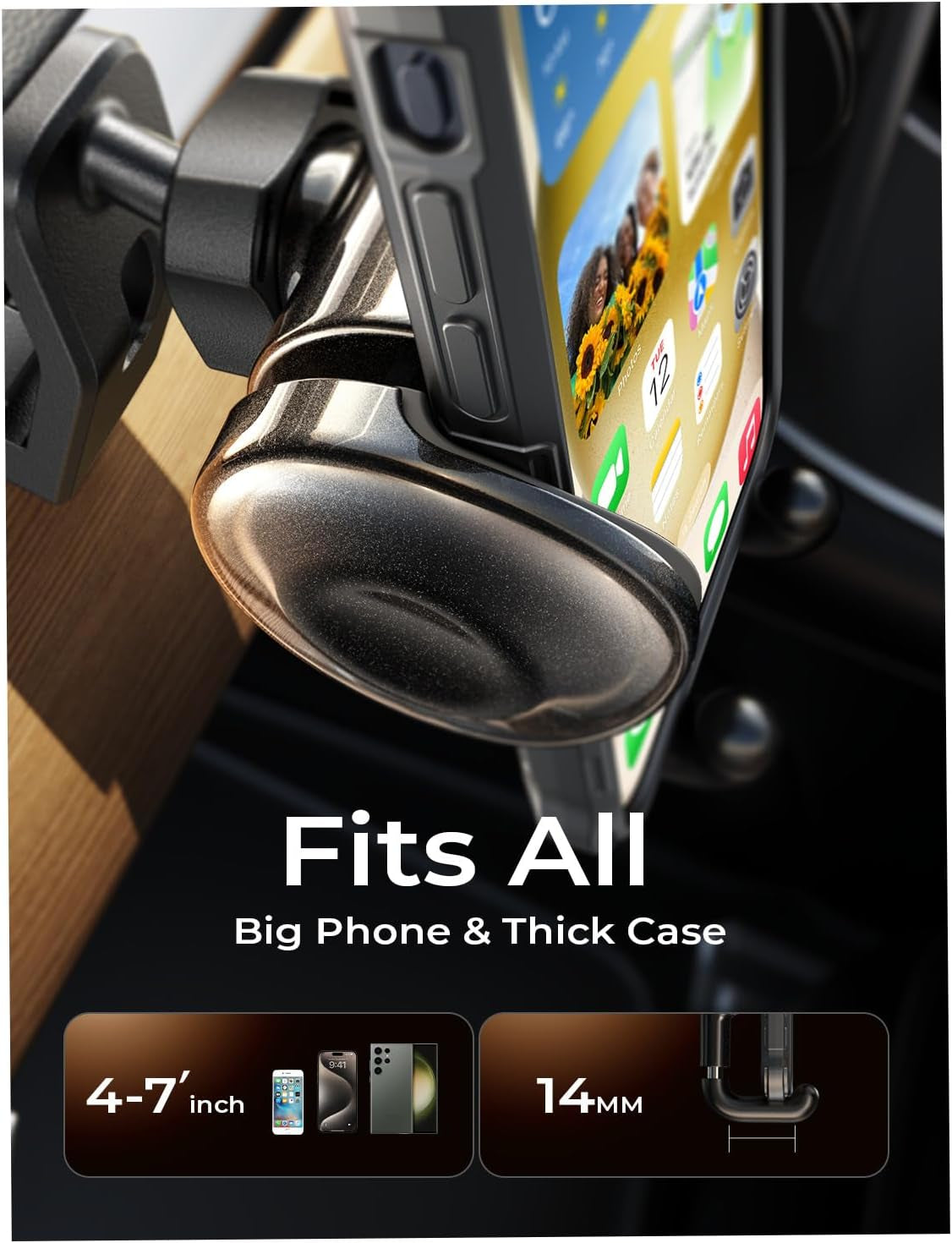 Tesla Phone Mount Holder 2024 [Thick Phone Case Friendly] Tesla Model 3 Model Y Phone Mount Air Vent Holder Adjustable Tesla Phone Holder Fits for All Phones, Tesla Model 3 Y Accessories