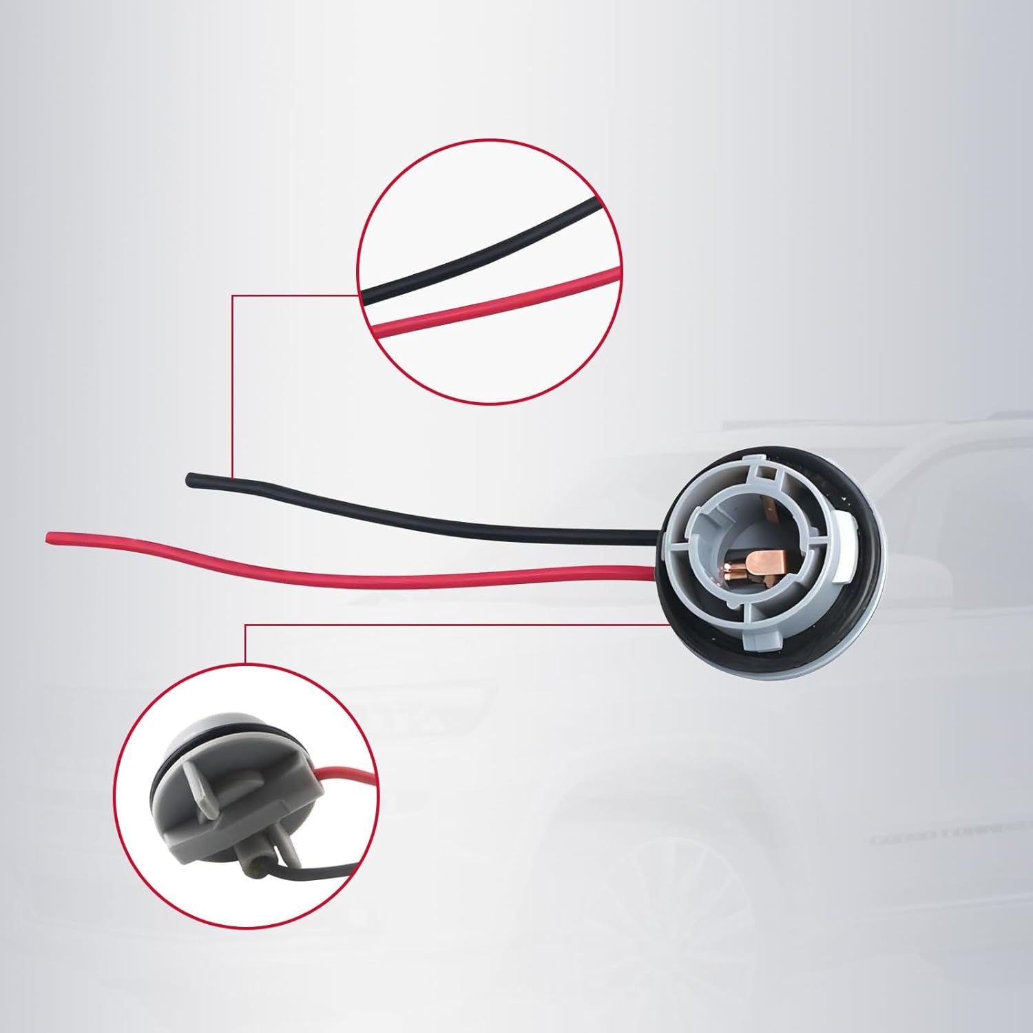2 PCS 1156 Waterproof Vehicle Turn Signal Light Plug Connector, Car LED Bulb Socket with Wiring Harness, Universal Durable Automotive Rear Brake Light Socket Holder for Truck SUV Car