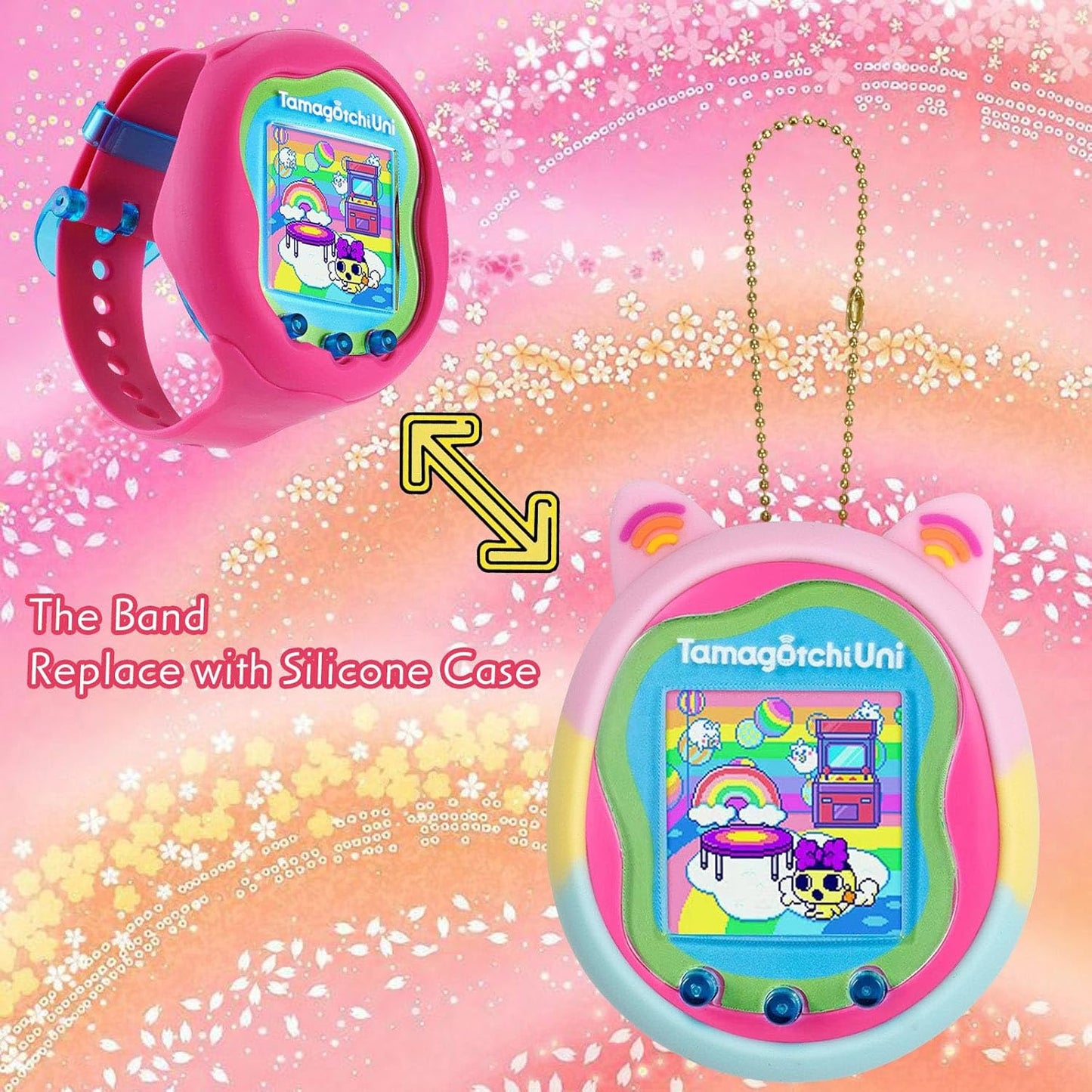 Silicone Case for Tamagotchi Uni Virtual Pet Machine, Screen Protector Compatible with Tamagotchi Uni Watch Digital Pet (Silicone Case and Screen Film) (Macarons) ZOUSA