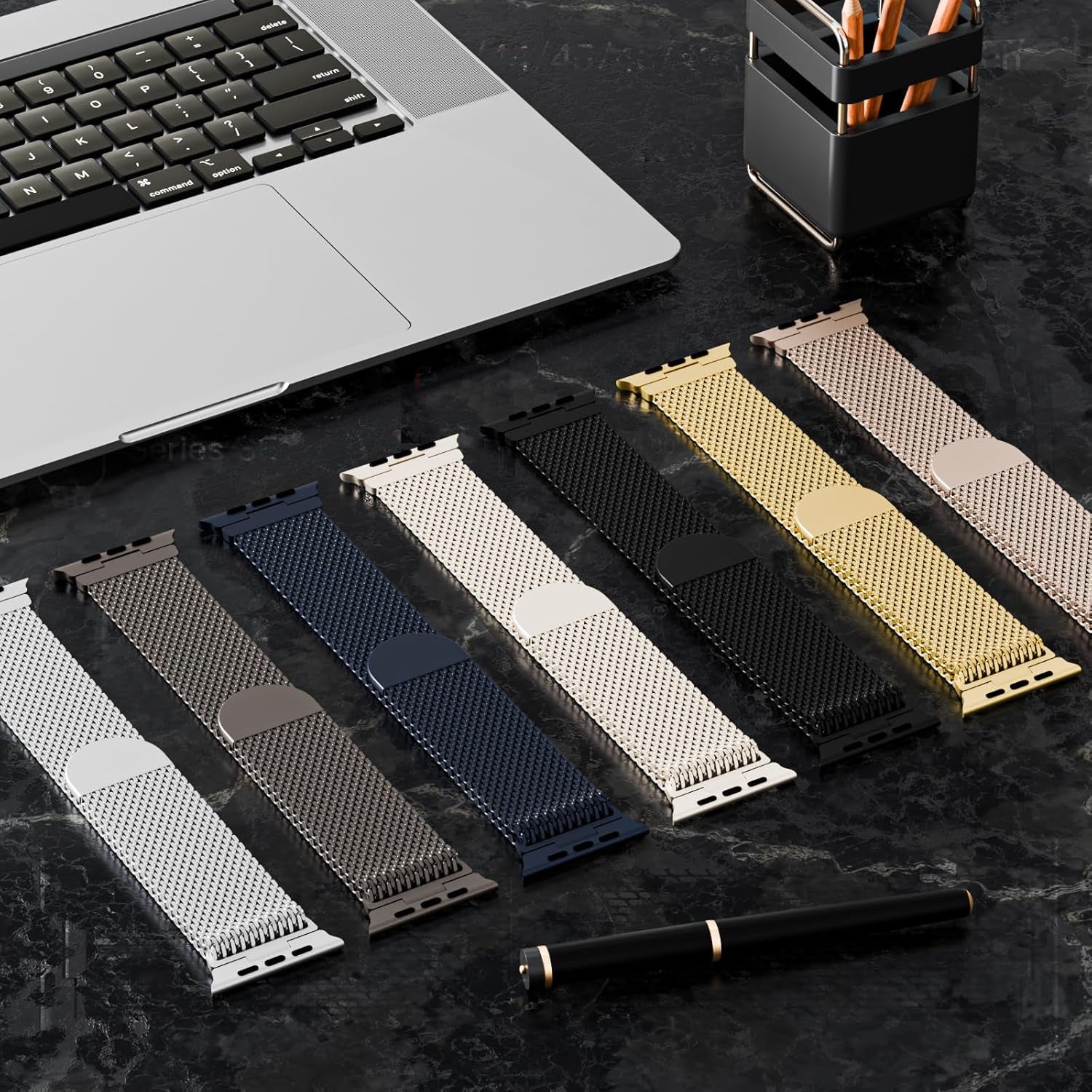 Metal Magnetic Bands Compatible with Apple Watch Band 42Mm 44Mm 45Mm 46Mm 49Mm for Men Women, Adjustable Stainless Steel Mesh Loop Strap for Iwatch Series 10 9 8 7 6 5 4 3 2 1 SE Ultra