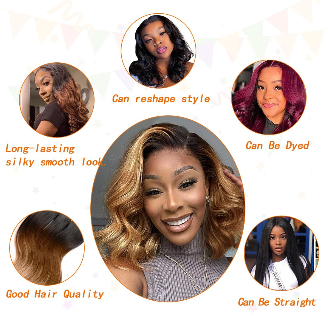 Ombre Human Hair Bundles Body Wave 4 Bundle Human Hair 12A Virgin Unprocessed Human Hair Short Bundles Ombre Blonde Bundles(8888，1B/30）