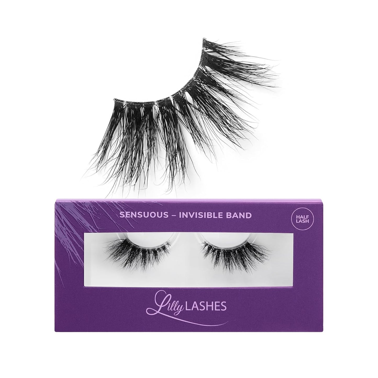 Sheer Band, False Eyelashes W/Invisible Band Lashes, False Lashes Natural Look, Wispy Lashes Style, Clear Band Lashes, Reusable Eyelashes 20X, Lash Glue Not Included, 13.5Mm (Persuasive)