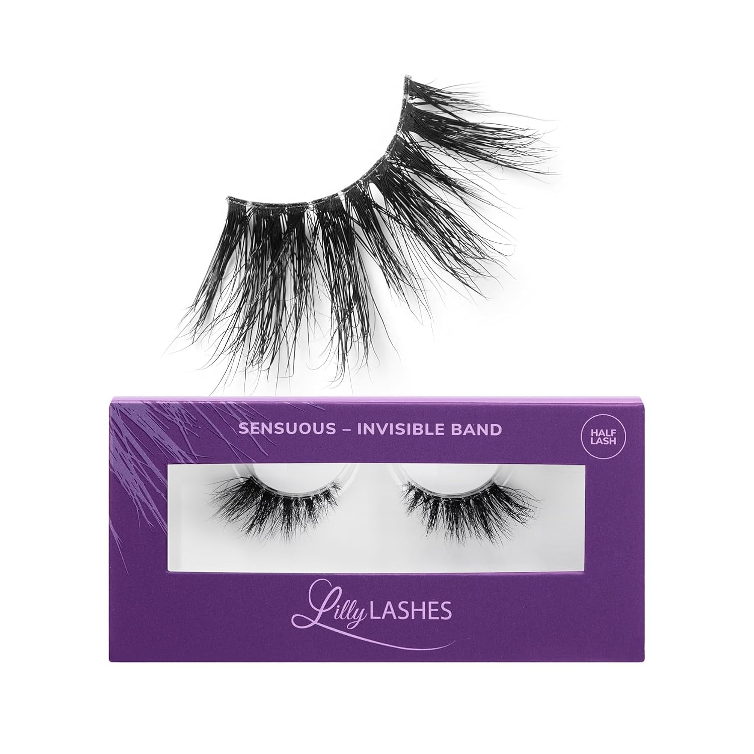 Sheer Band, False Eyelashes W/Invisible Band Lashes, False Lashes Natural Look, Wispy Lashes Style, Clear Band Lashes, Reusable Eyelashes 20X, Lash Glue Not Included, 13.5Mm (Persuasive)