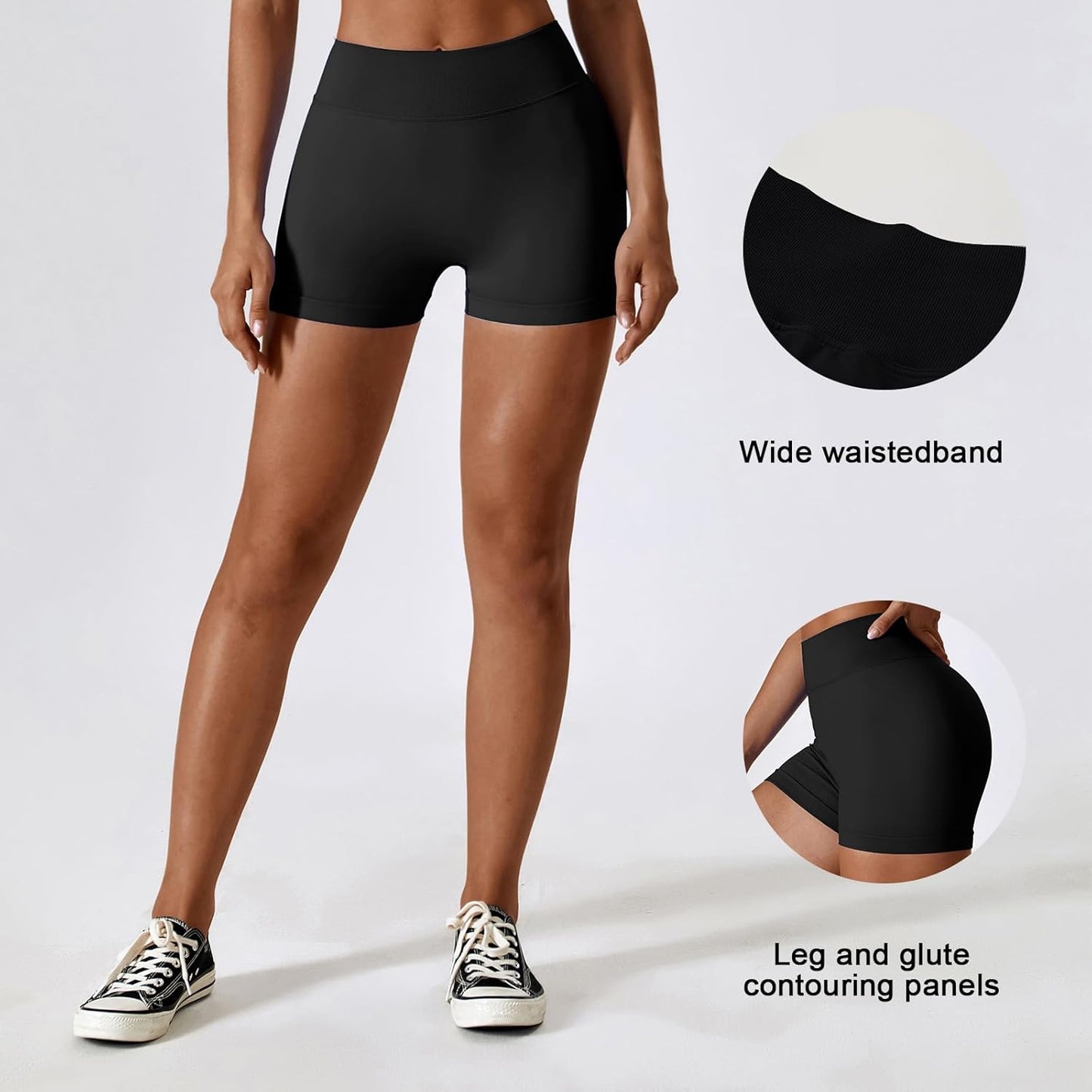 Butt Lifting Workout Shorts for Women V Cross Back Gym Shorts Seamless Scrunch Butt High Waisted Booty Shorts