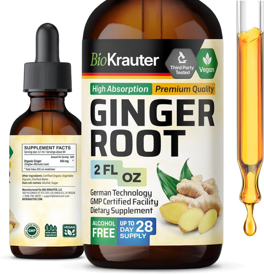 Ginger Root Extract - Natural Ginger Supplements for Overall Wellness - Alcohol and Sugar Free - Vegan Drops 2 Fl.Oz. TLBH