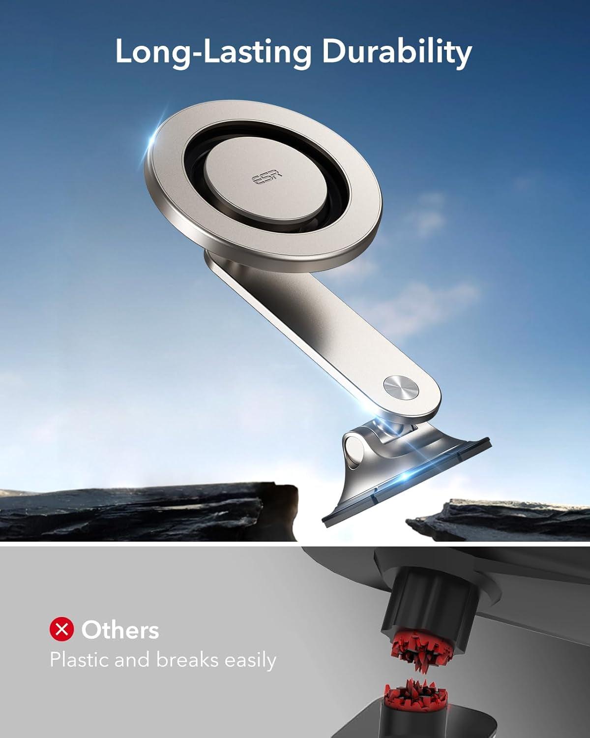 for Magsafe Car Mount, Dashboard Magnetic Phone Holder for Car, 360° Rotation, Car Phone Holder Mount for Iphone 16/16E/15/14/13/12, S25, Strong Magnets, Car Accessories(With 2 Mental Rings)