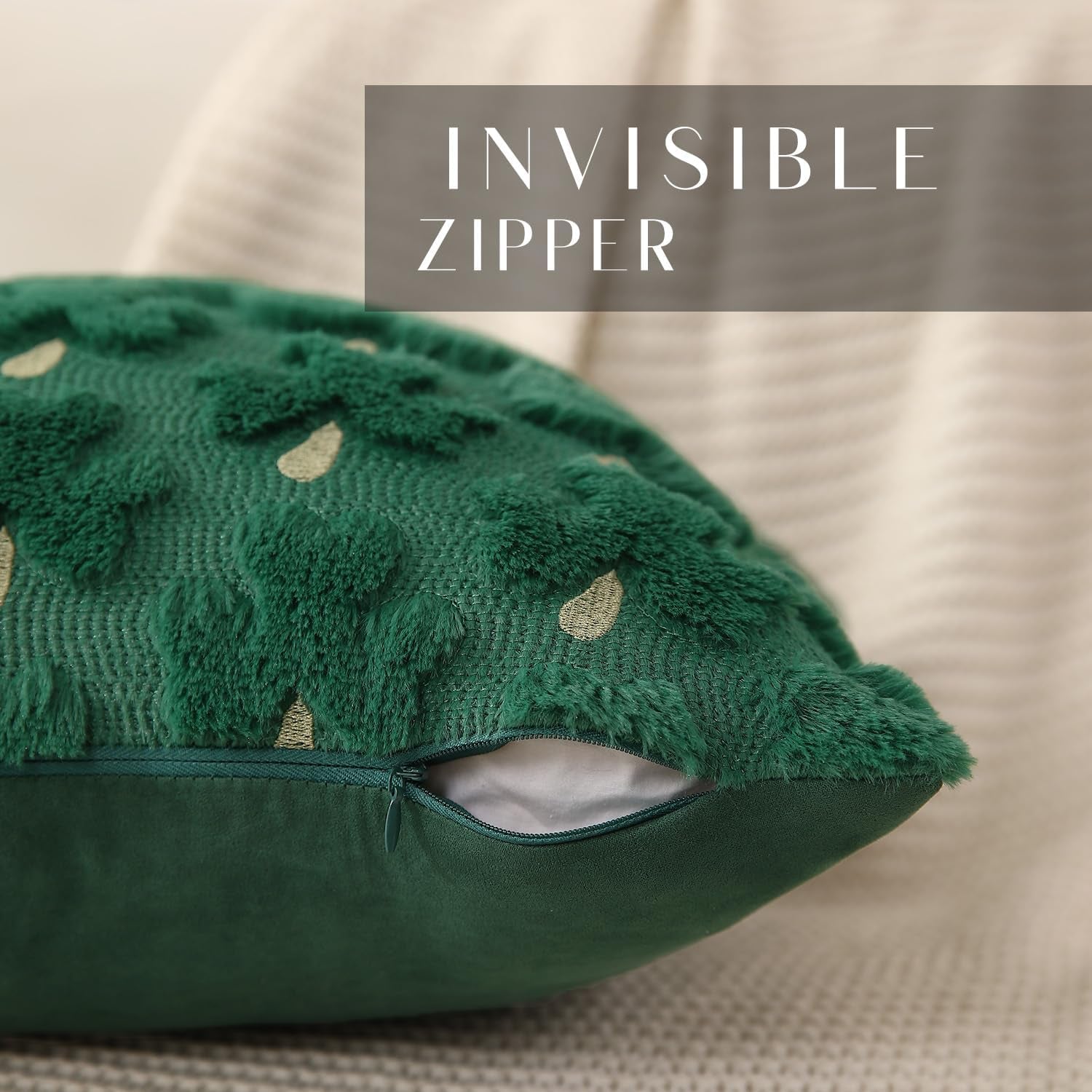 St Patricks Day Pillow Covers 18X18 Inch Set of 2 St Patricks Day Decorations Green Shamrock Soft Plush Faux Fur Jacquard Throw Pillows for Bedroom Sofa Holiday Festivals Home Decor PTK022A18