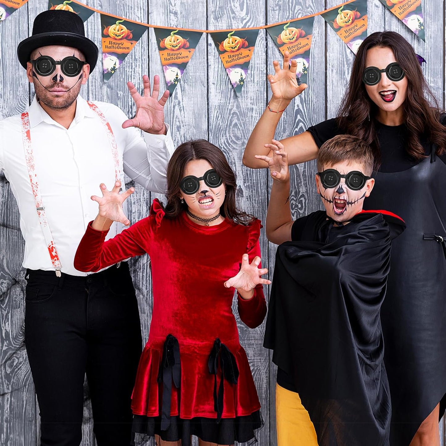 Halloween Glasses Plastic Sunglasses Picture Framing Supplies Dance Party Button Eyeglass Frame Costume Funny Props Atmosphere Novelty Favor Creative Shooting