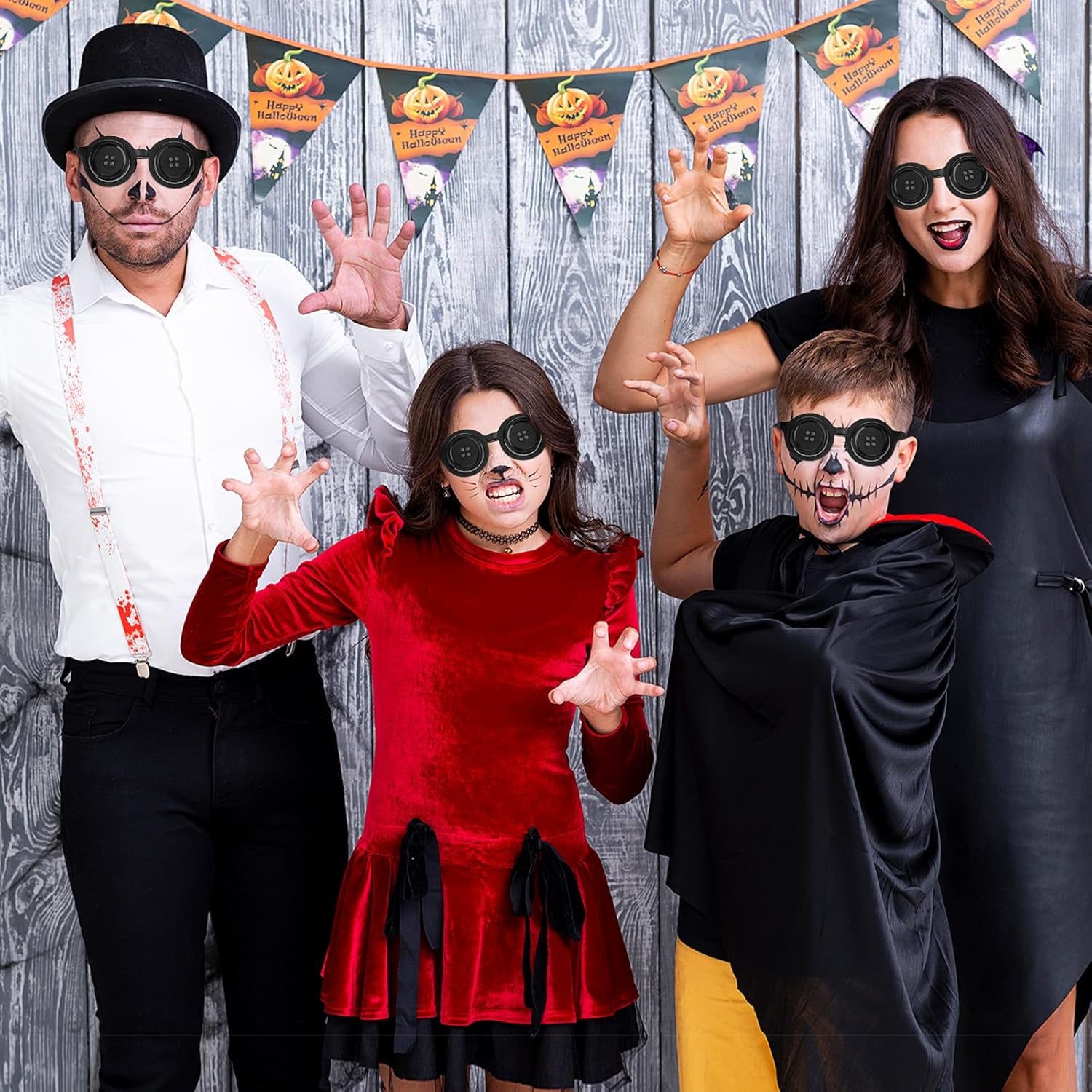 Halloween Glasses Plastic Sunglasses Picture Framing Supplies Dance Party Button Eyeglass Frame Costume Funny Props Atmosphere Novelty Favor Creative Shooting