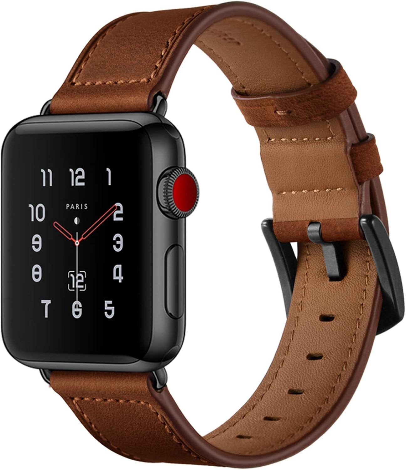 Leather Band Compatible with Apple Watch Vintage Classical Bands Dark Brown Replacement Strap for Iwatch Series 9 8 7 45Mm Series 6 SE 5 4 3 2 1 Nike Space Black Grey 42Mm 44Mm Men Women