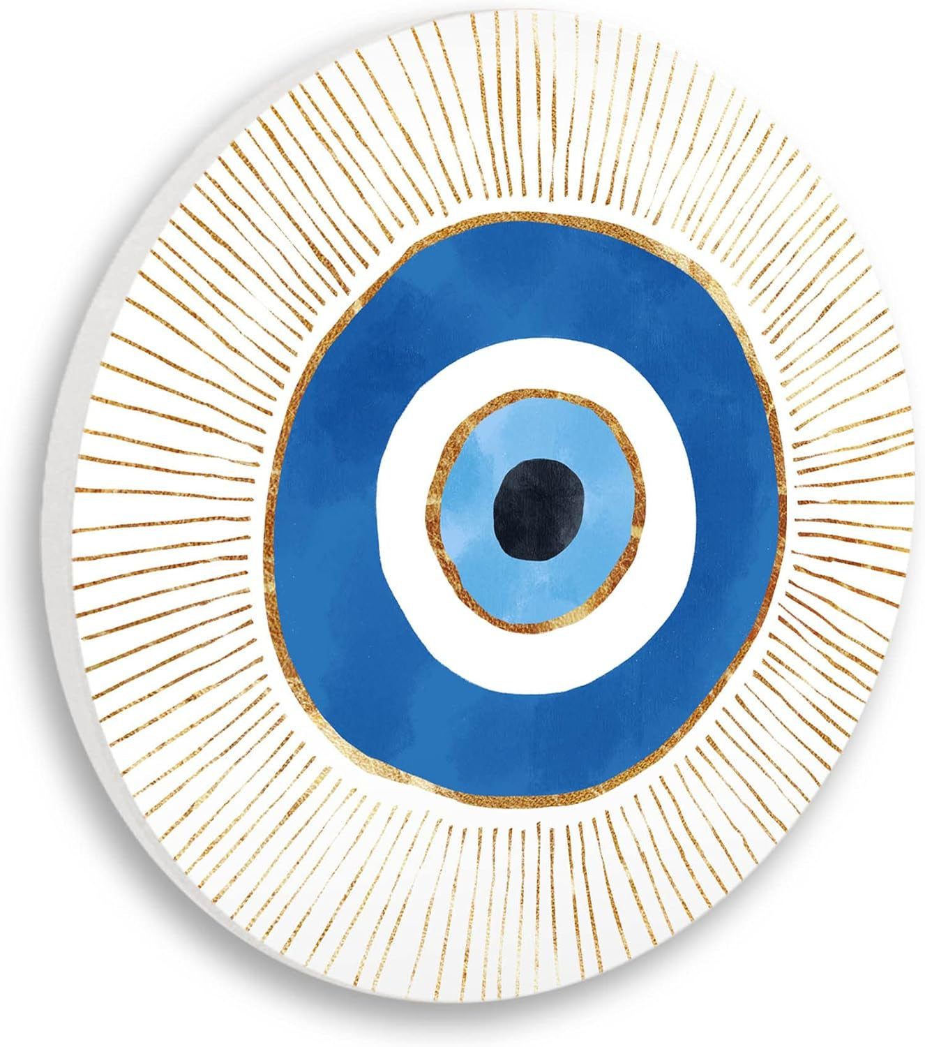 Contemporary Evil Eye Nazar Shape Wood Wall Art, Design by Ziwei Li, 12 X 12, Wall Plaque