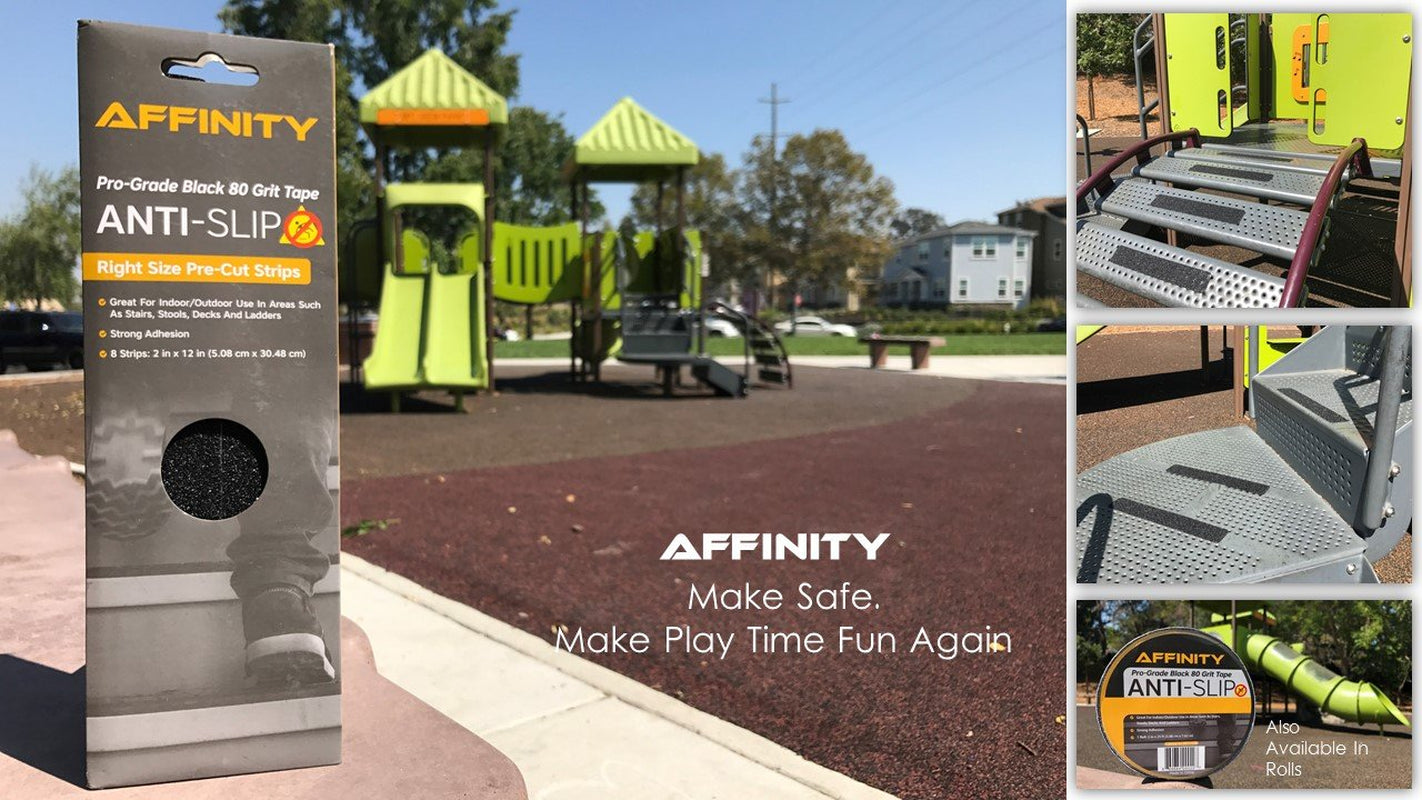 Anti-Slip Tape - Premium 8 Pre-Cut Strips, Black 80 Grit Slip Resistant Safety Treads - 2 Inch X 12 Inch Rounded Corners - Right Size and Ready to Use for Easy Application