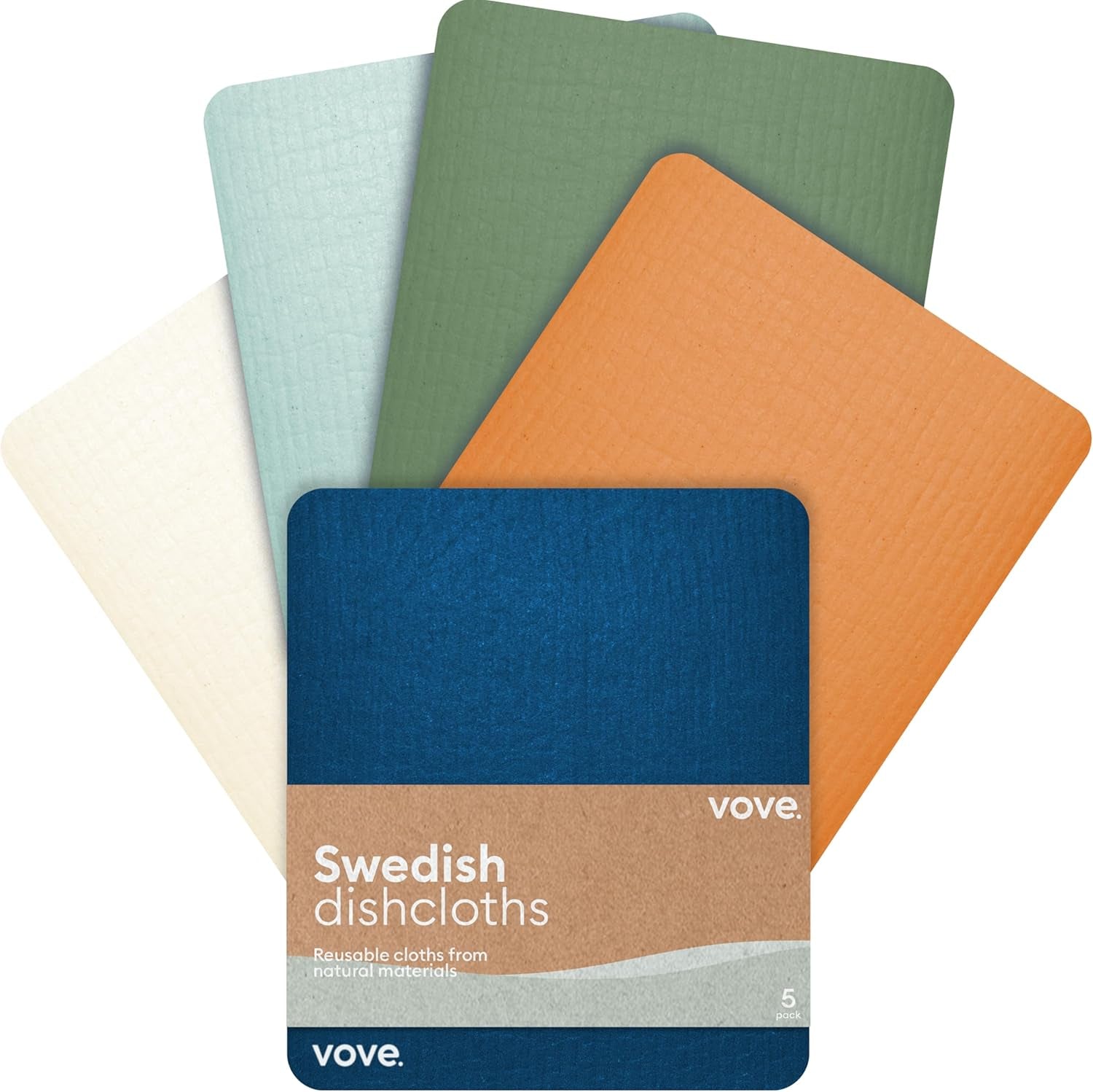 Swedish Dishcloths 5 Pack | Reusable Paper Towels | Eco-Friendly Cleaning Cloths | Designer Prints | Absorbent Natural Cellulose & Cotton | Sustainable Kitchen Sponge Cloth | Washable