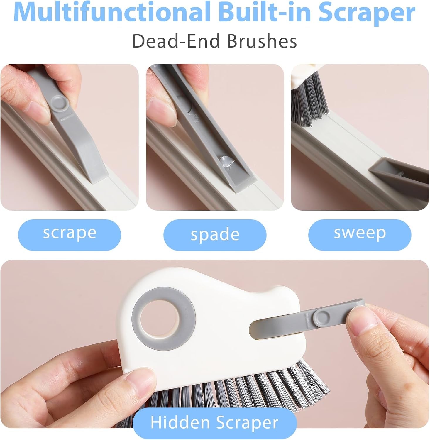 2PCS 2 in 1 Groove Cleaning Brush Window Track Cleaning Tools Hard Bristle Crevice Cleaning Brush Grout Grip Brush Kitchen Utensils for Door Track Window Sill Seal Household Small Stiff